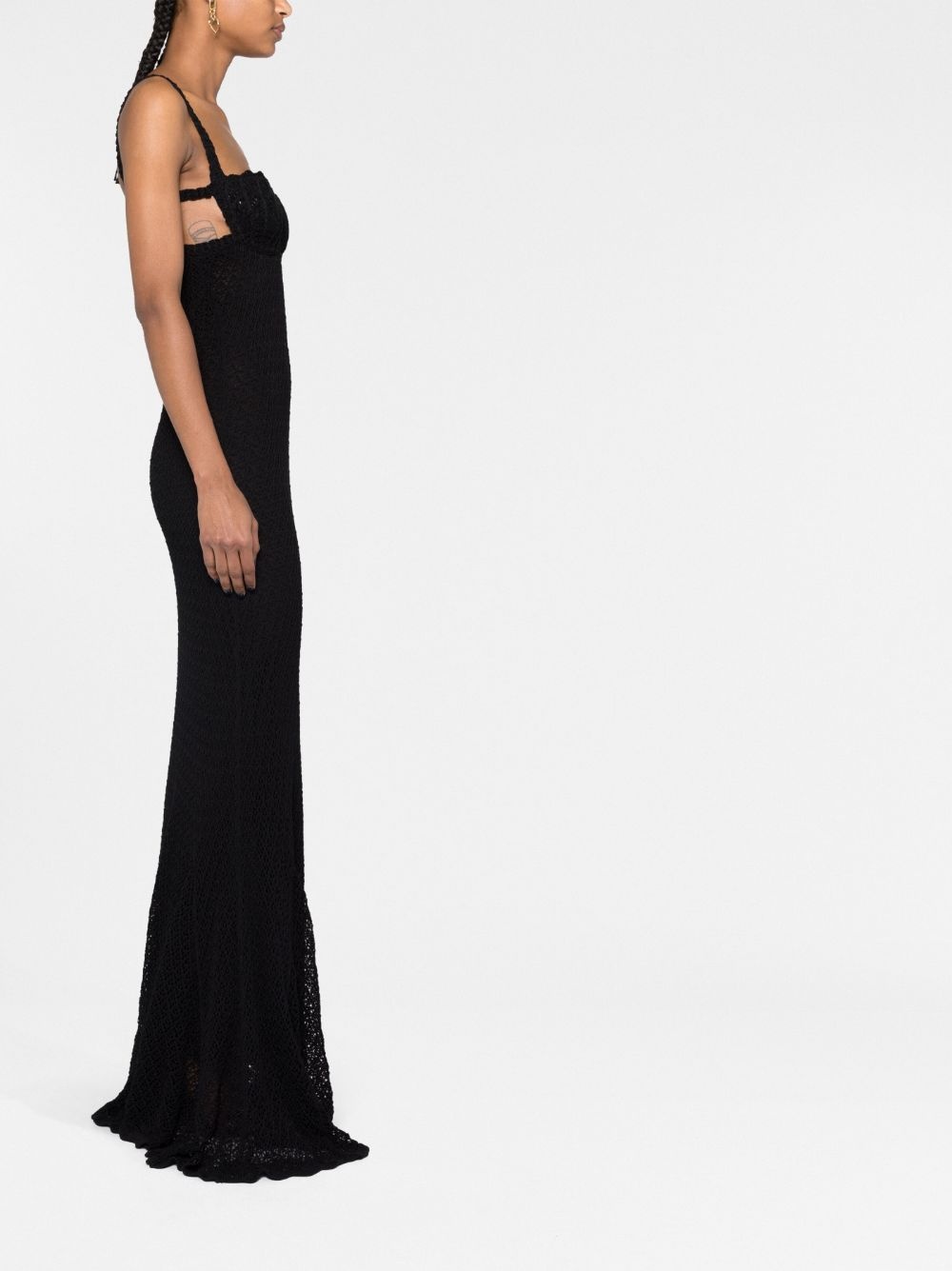 crochet-knit gown dress - 4