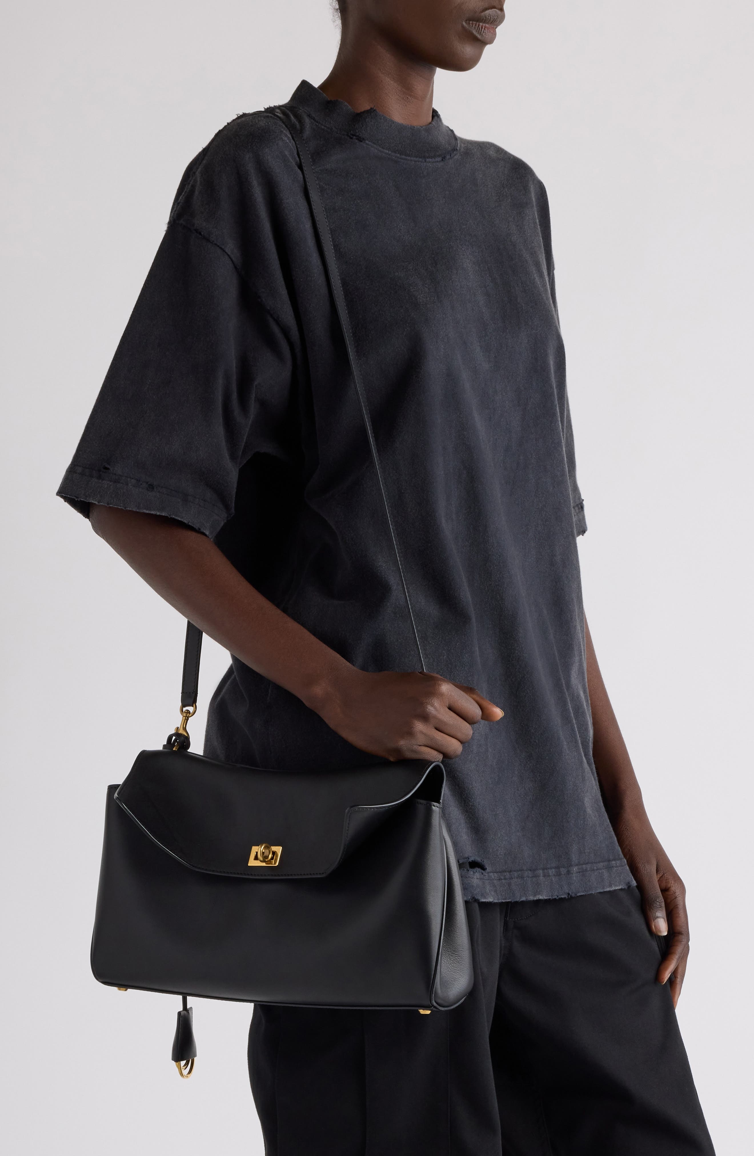 Balenciaga Rodeo Leather Shoulder Bag in 1000 Black at Nordstrom - 2