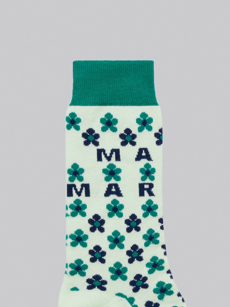 LIGHT GREEN MICRO-FLOWER JACQUARD SOCKS 3
