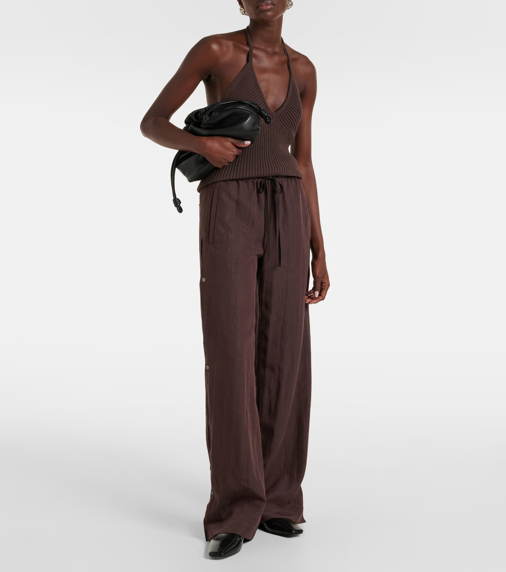 Slit-detail wide-leg pants - 2