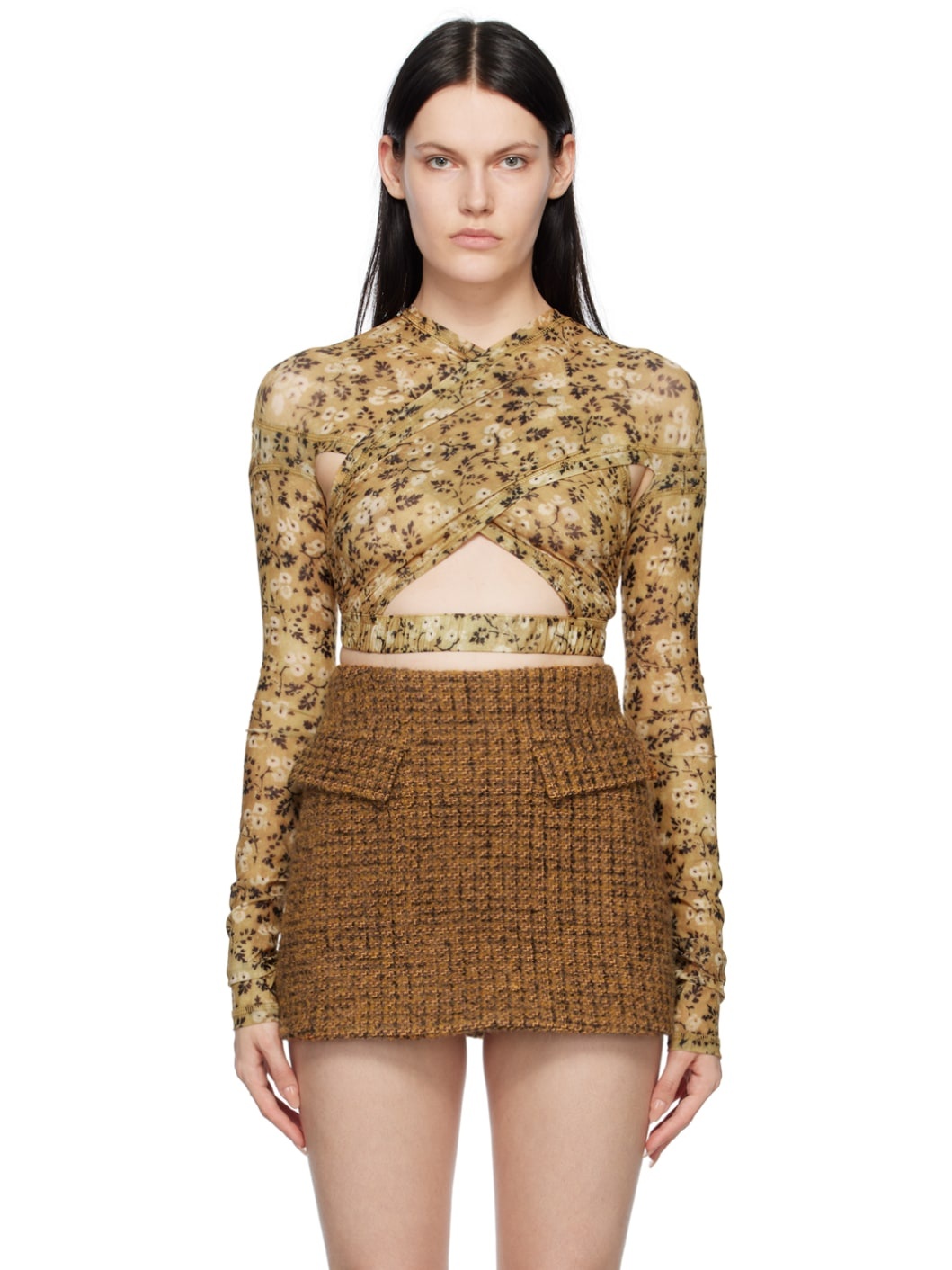 Yellow Anti Cross Over Blouse - 1