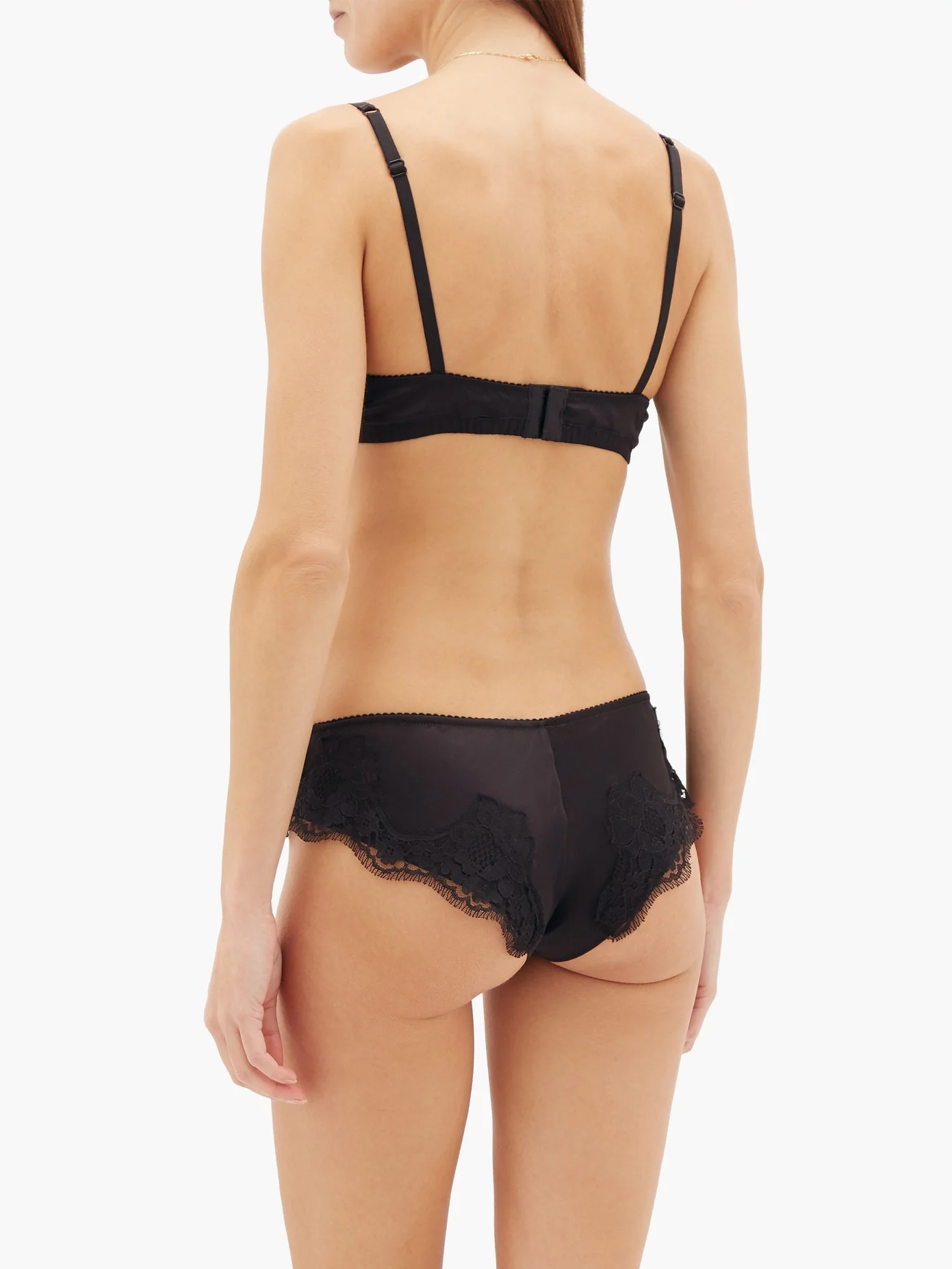 Lace-trimmed silk-blend satin briefs - 5