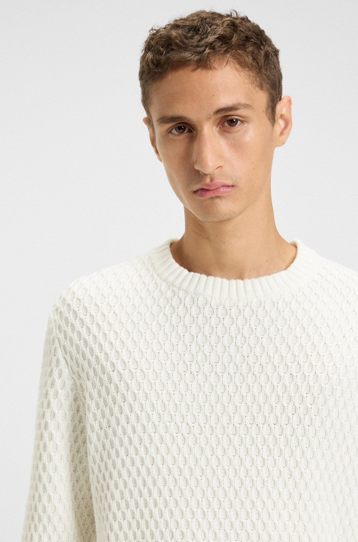 COTTON SWEATER WITH 3D KNIT STRUCTURE - 3