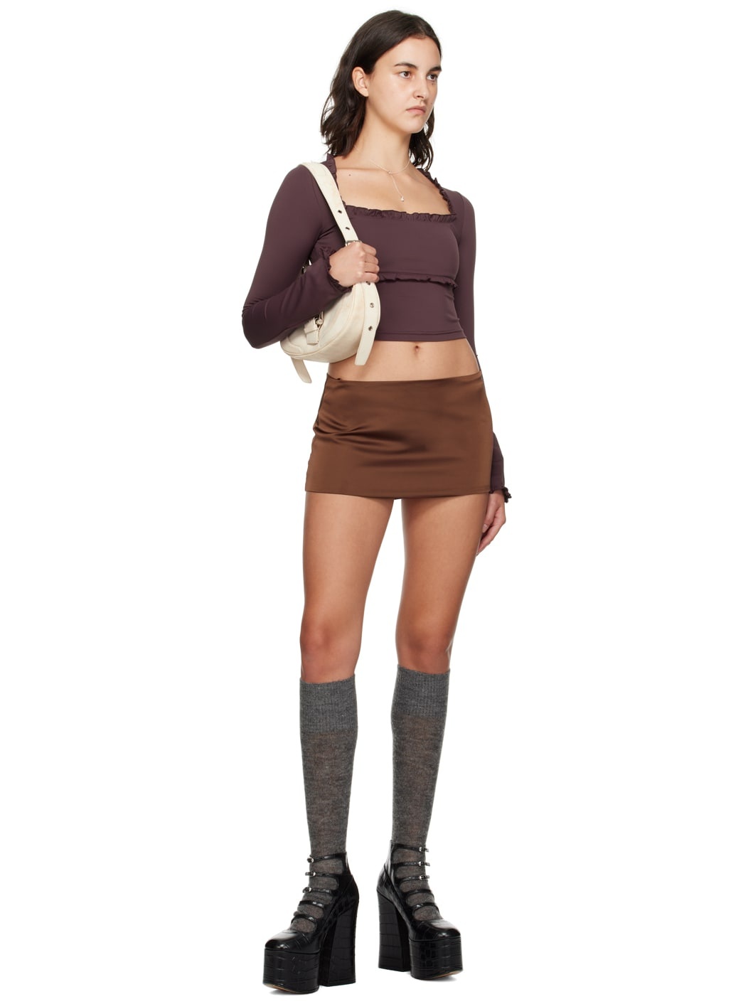 Brown Zip Miniskirt - 4