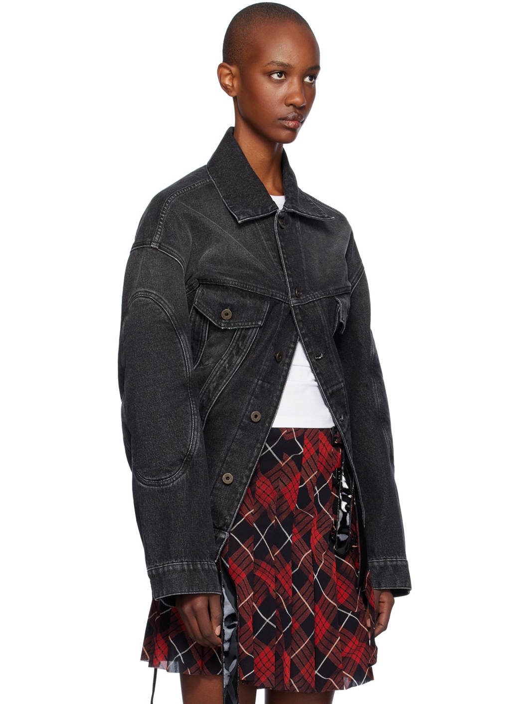 Black Lacing Denim Jacket - 2