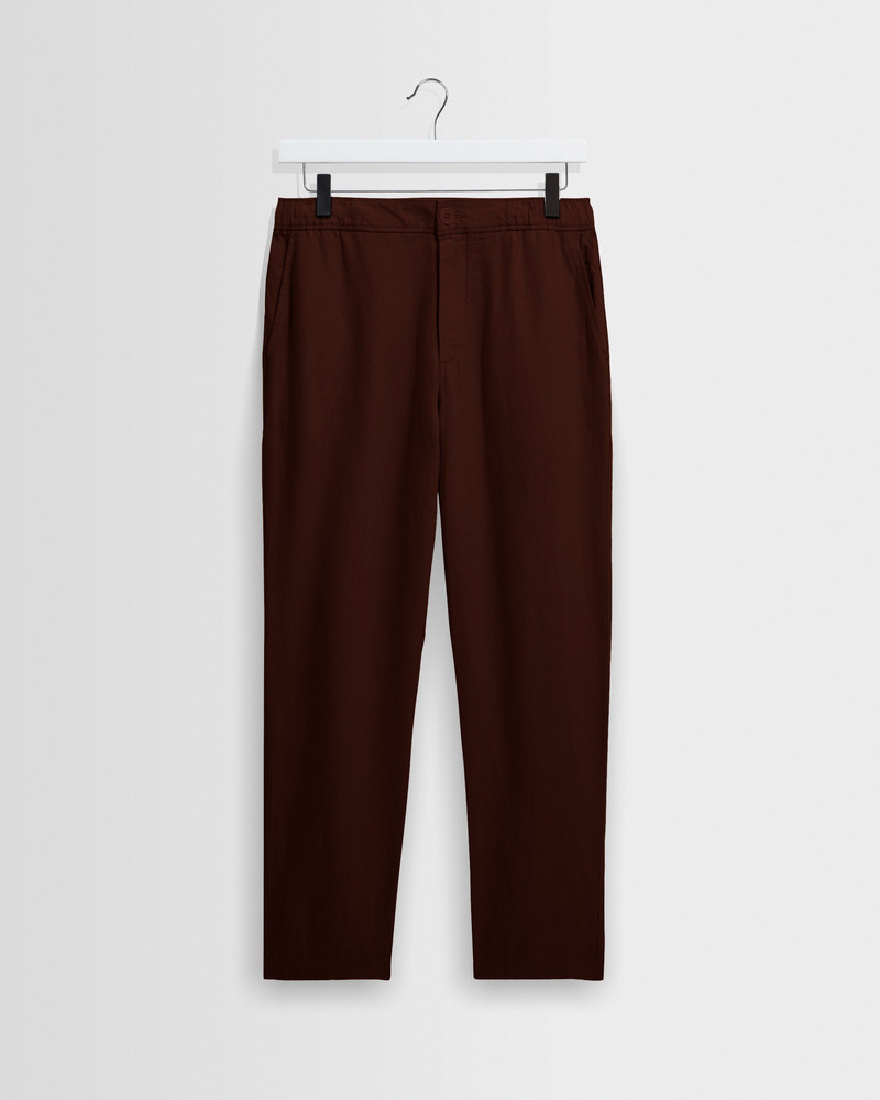 Kurt - Brown Washed Linen Relaxed Fit Trousers 1