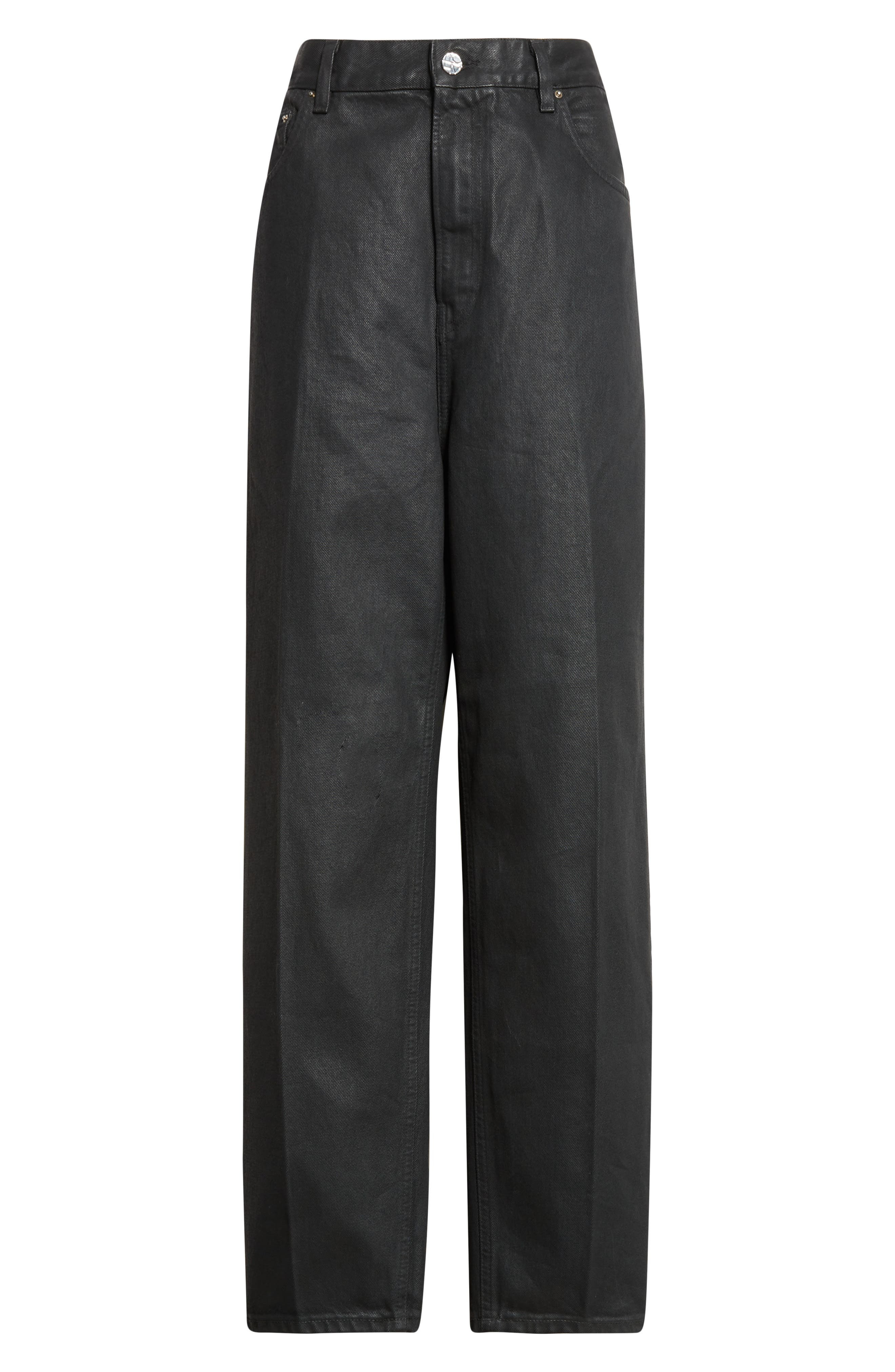 TOTEME Coated High Waist Tapered Jeans in Coated Black 207 at Nordstrom - 6