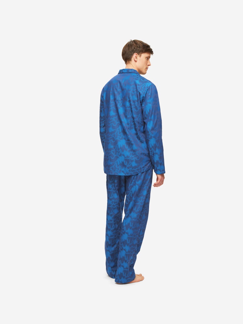 Men's Modern Fit Pyjamas Paris 23 Cotton Jacquard Navy - 5