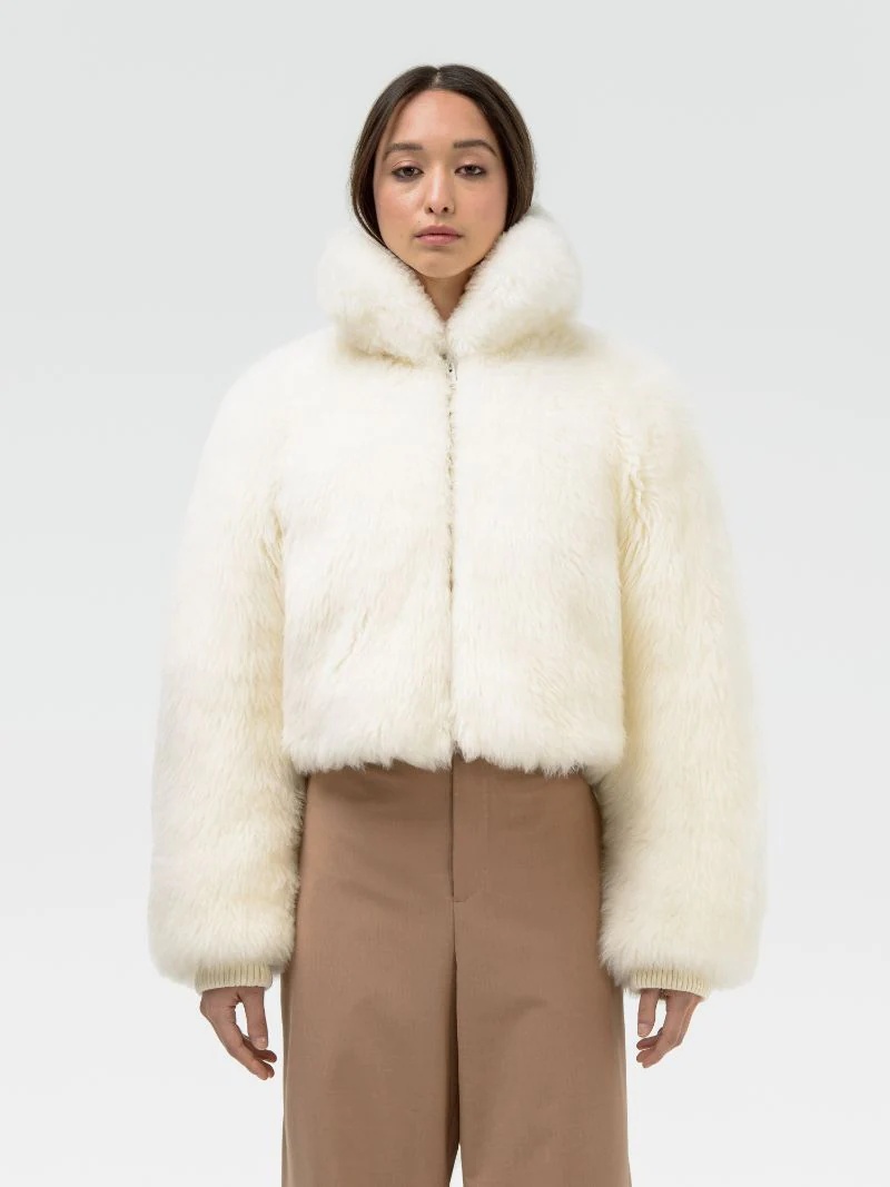SHORT SHEARLING FUR JACKET - 3