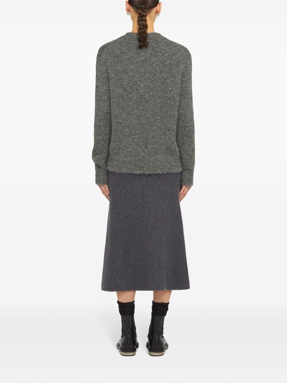 wool A-line midi skirt - 3