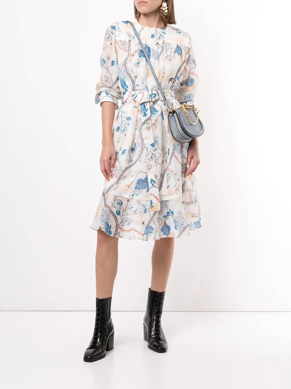 floral print belted shift dress - 2