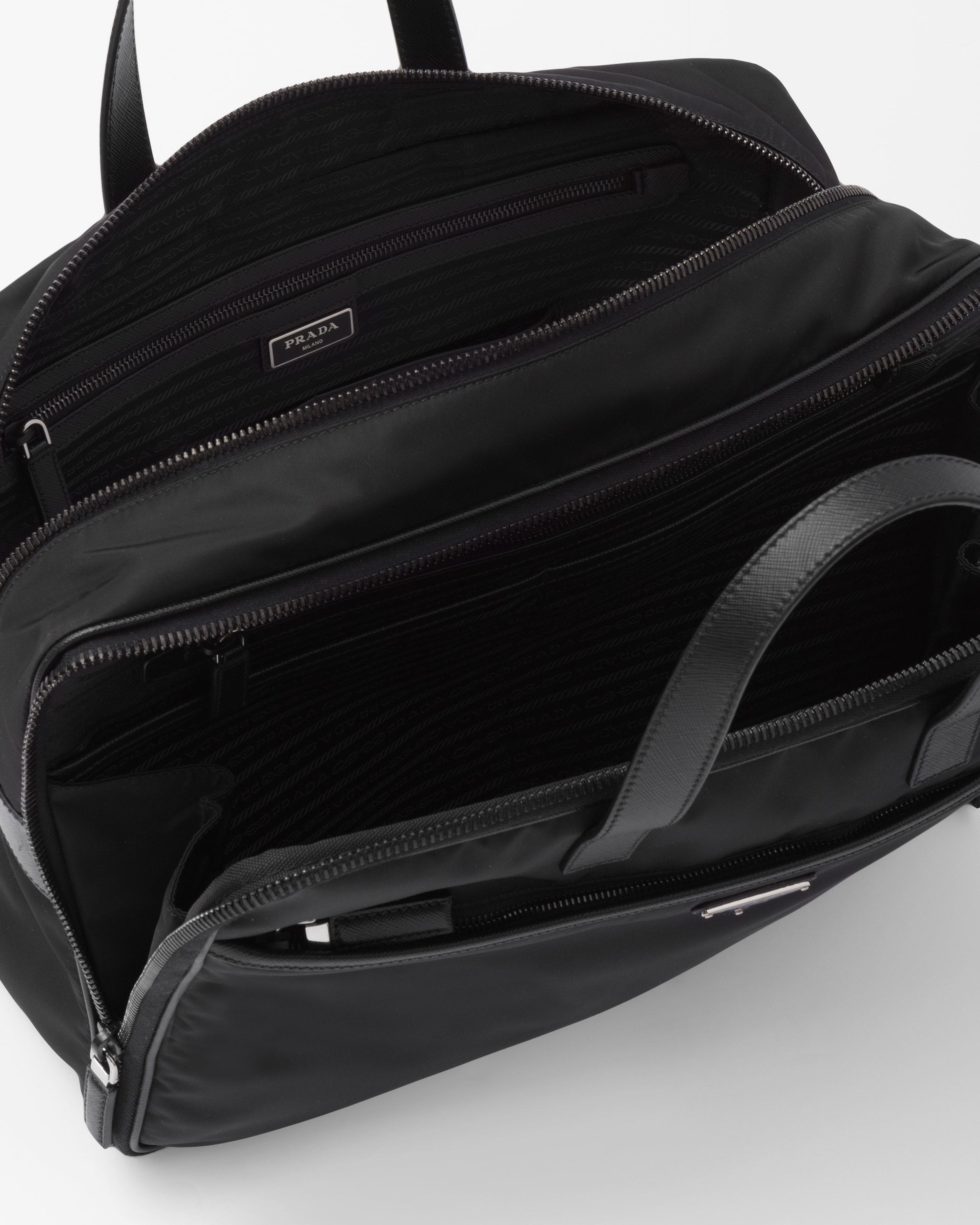Re-Nylon and Saffiano leather briefcase - 5