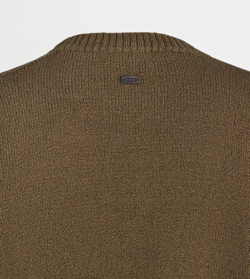 ROUND-NECK PULLOVER IN COTTON - GREEN 3