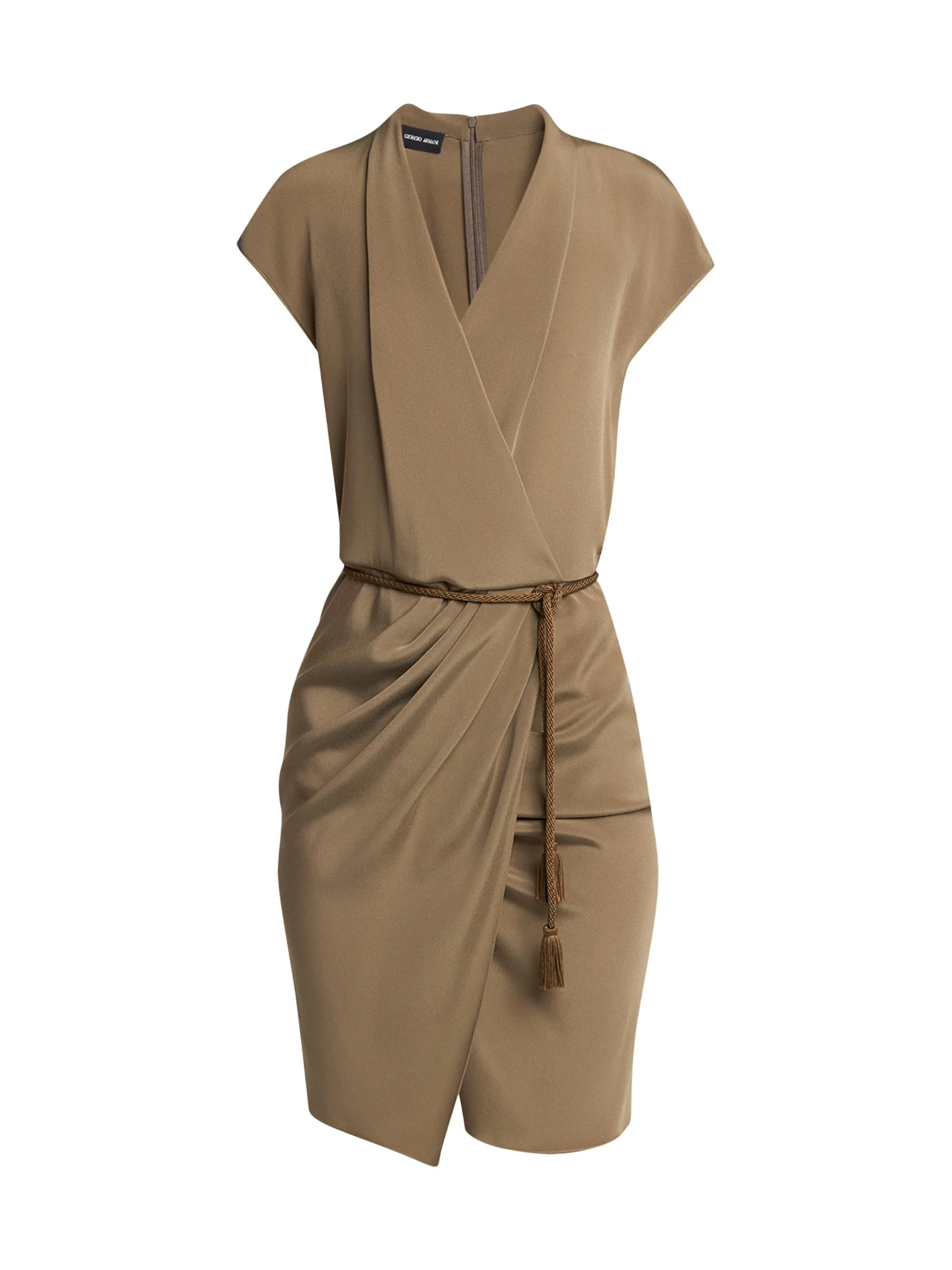 Women's Draped Wrap-Style Minidress - Solid Medium Grey - 1