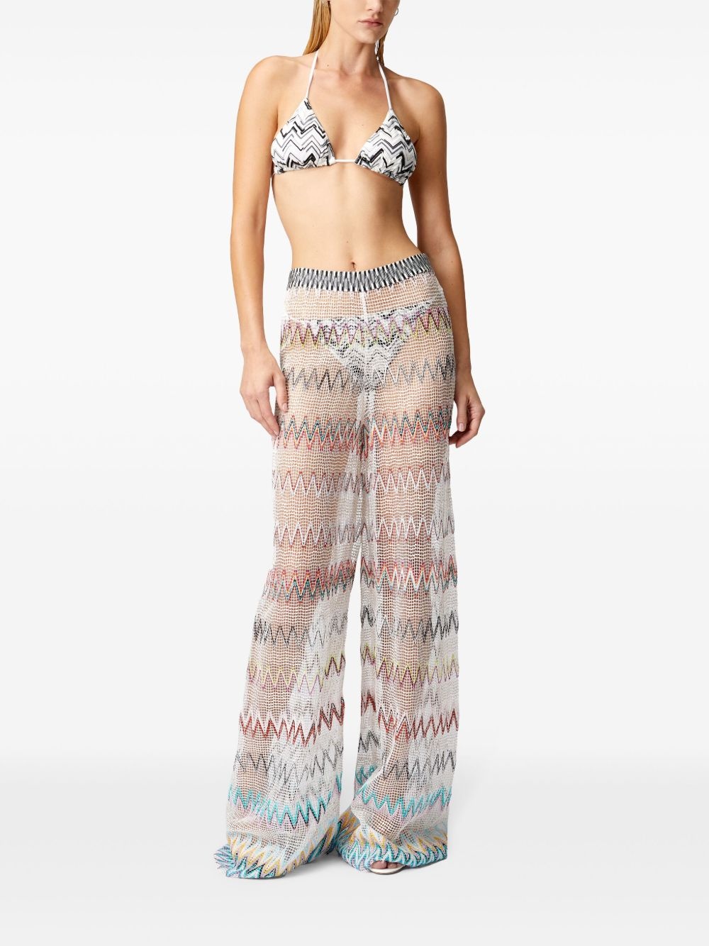 zigzag-woven trousers - 3
