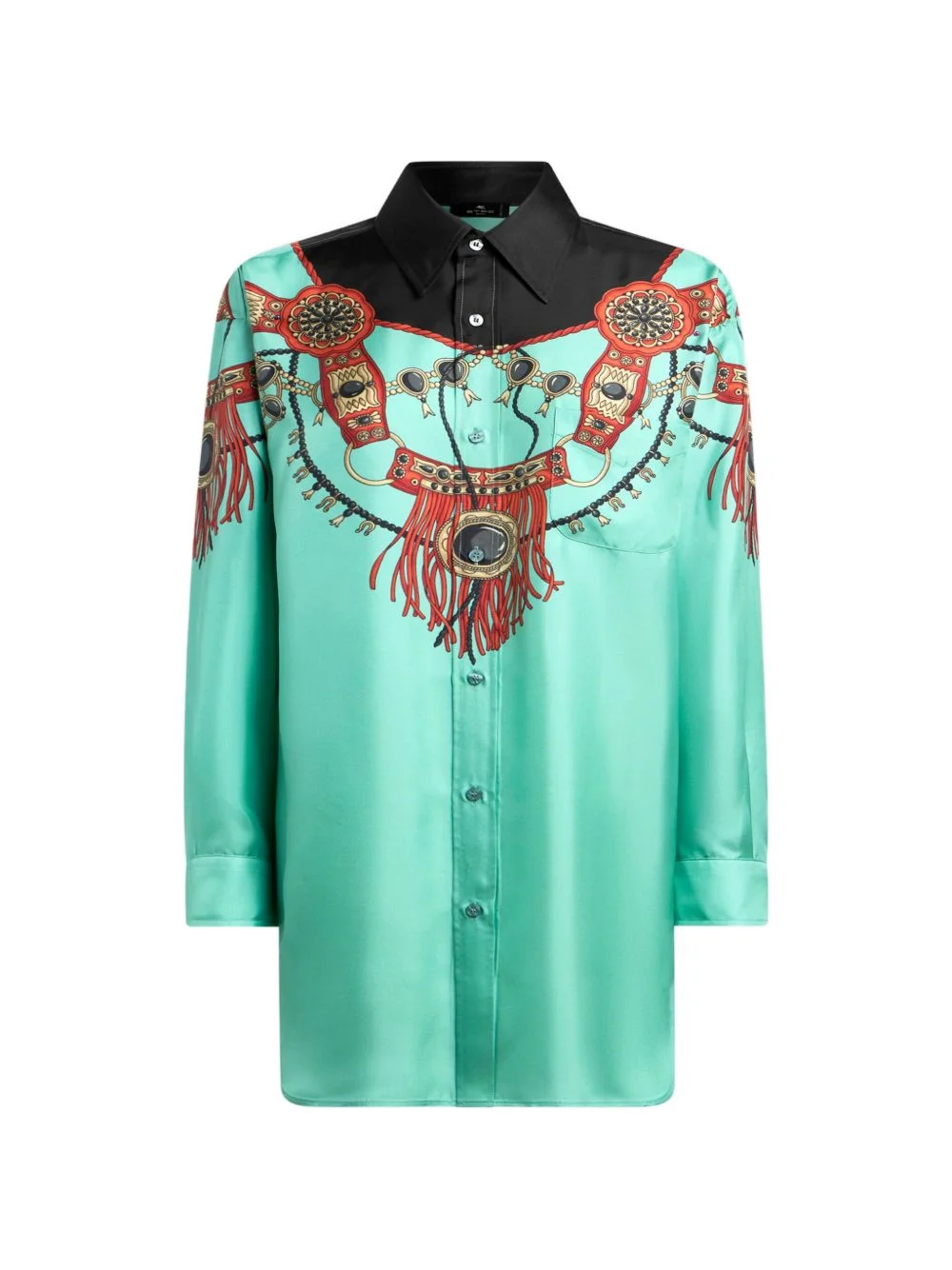 silk shirt with placed jewellery print - 1
