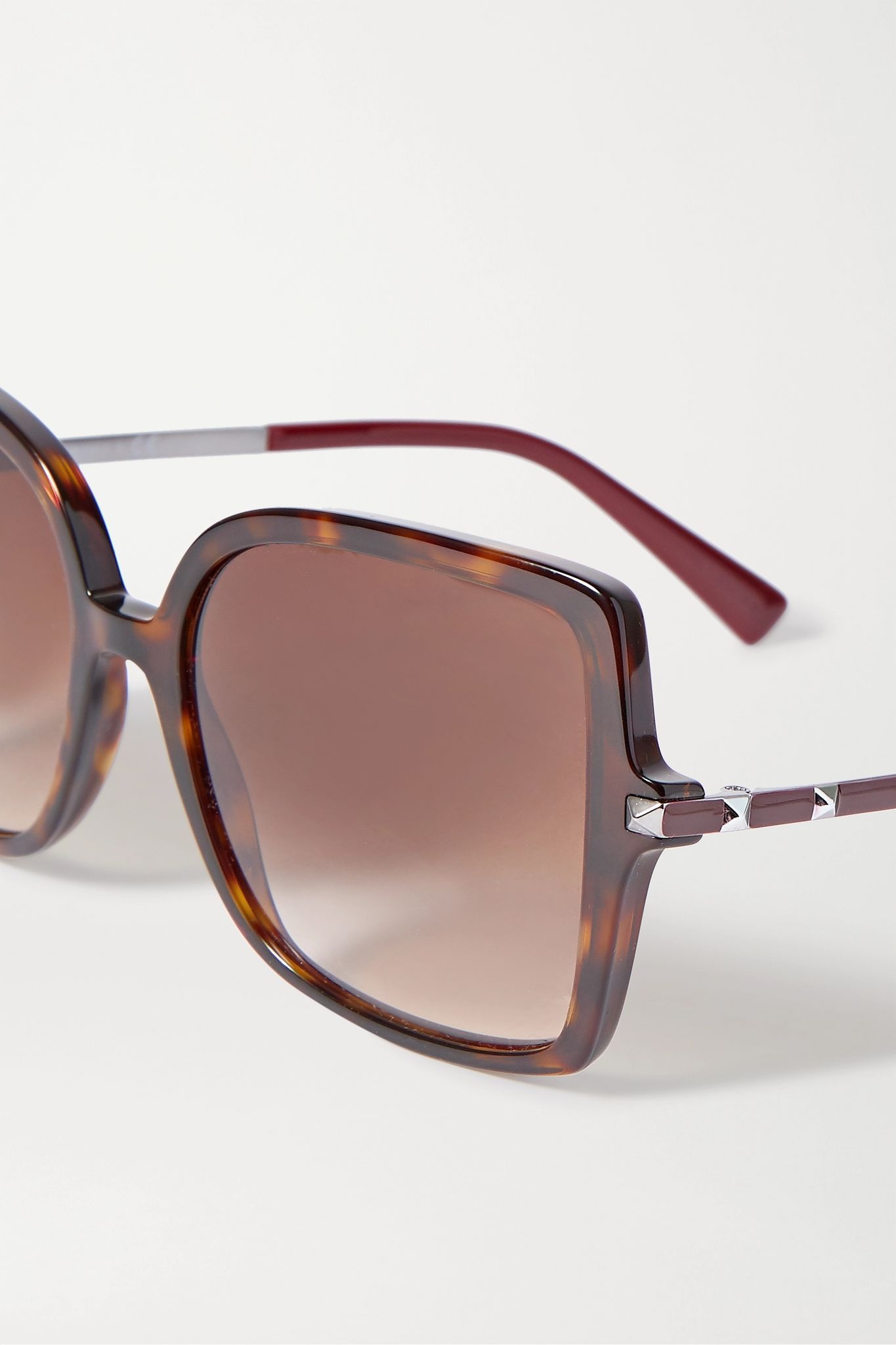 Valentino Garavani Rockstud oversized square-frame tortoiseshell acetate sunglasses - 4