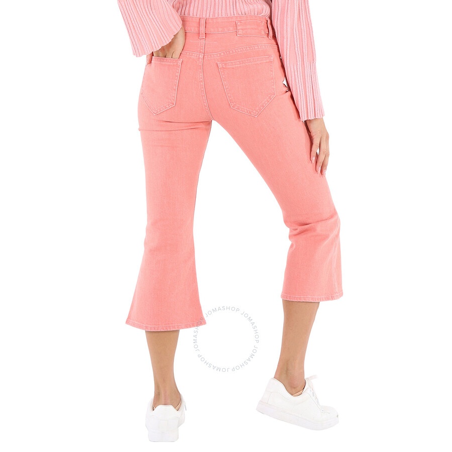 Mm6 Ladies Pink Flared Cropped Jeans - 5