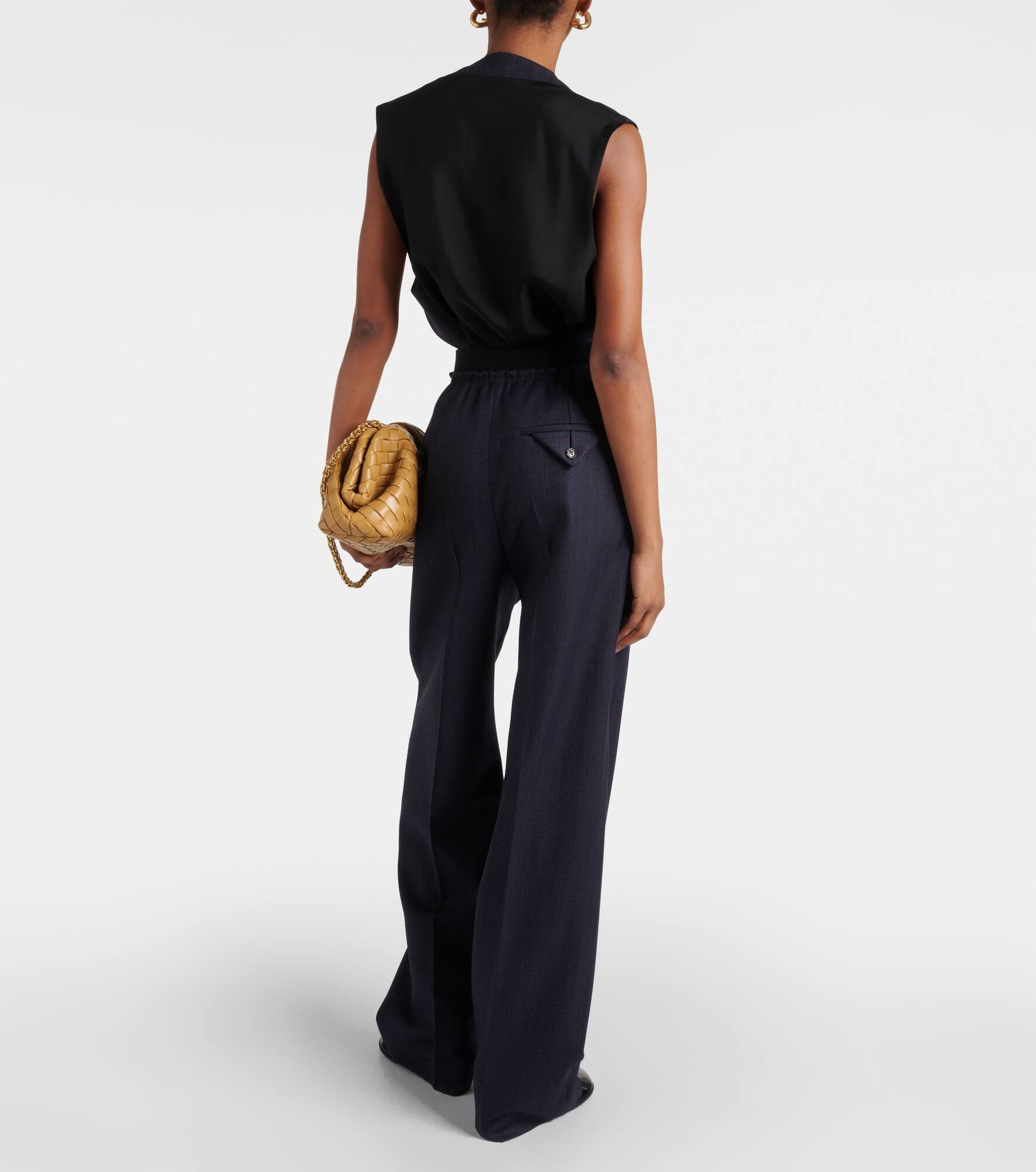 Striped high-rise wool straight pants - 3