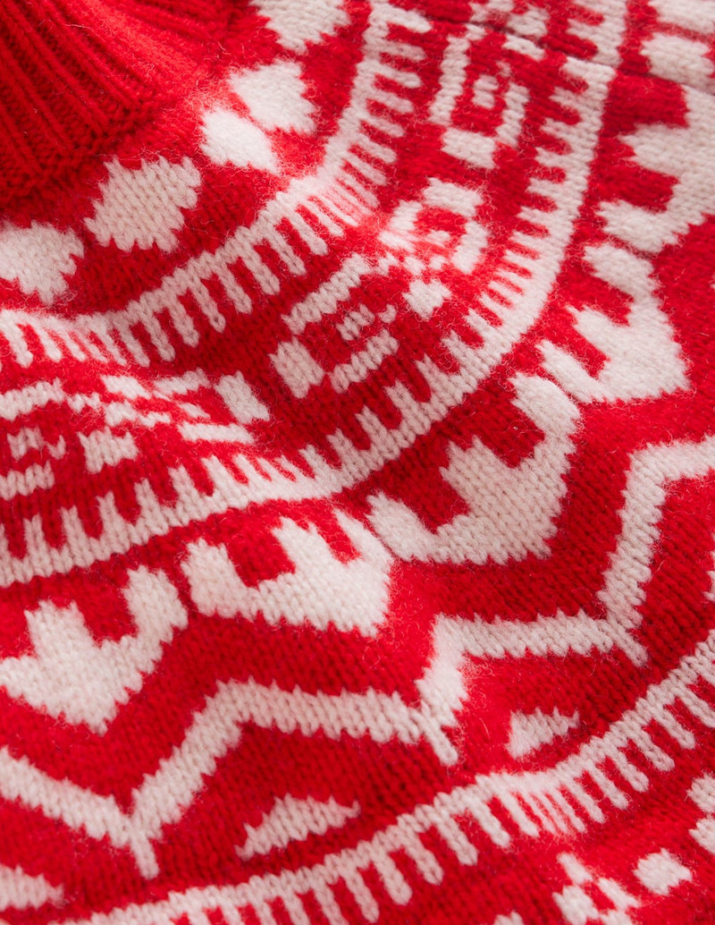 Marion Merino Rib Neck Sweater-Poppy Red Fair Isle 1