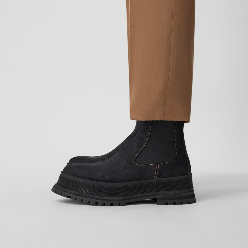 Topstitched Suede Chelsea Boots 4