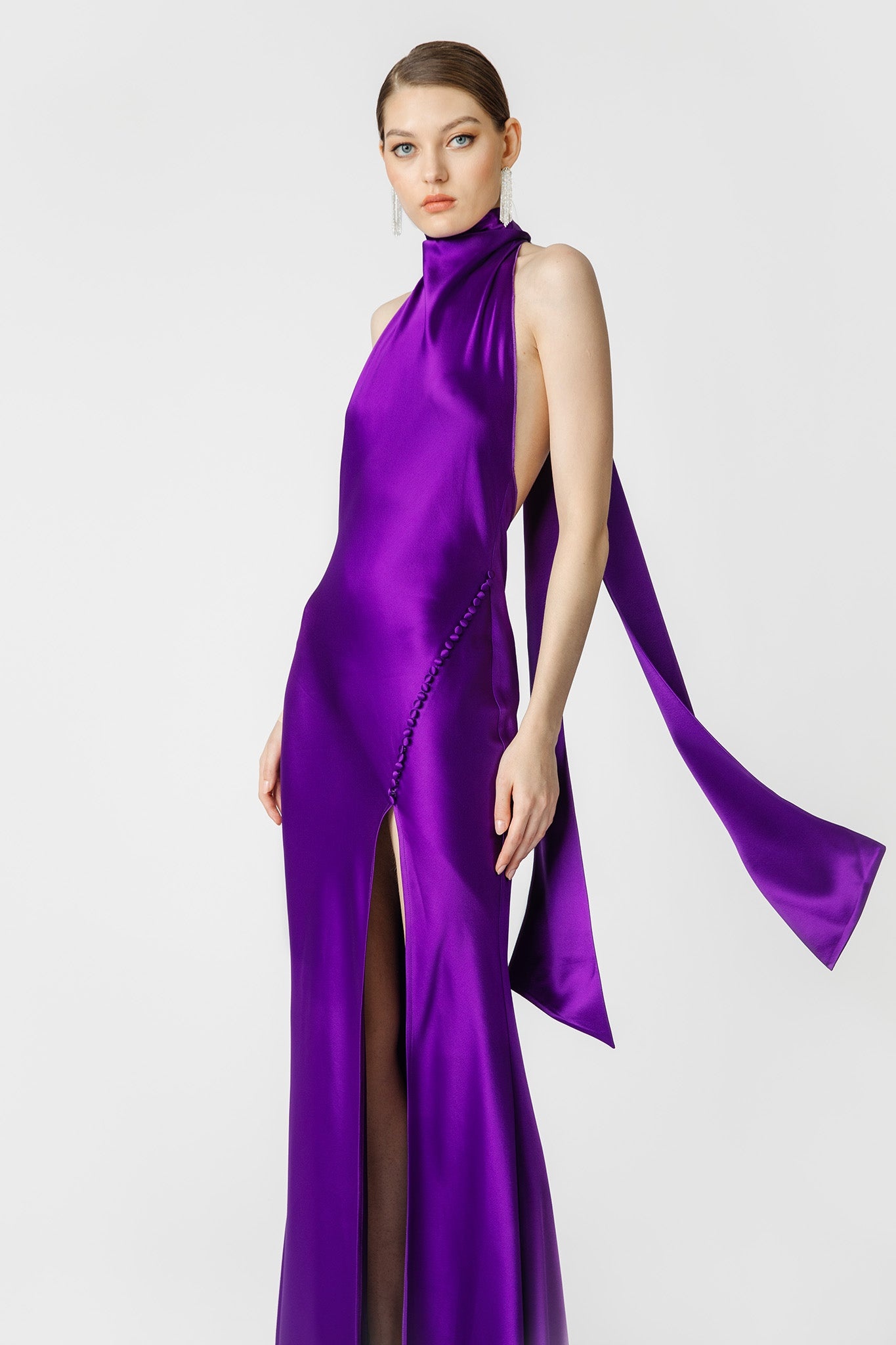 PENELOPE BACKLESS SATIN GOWN - 3
