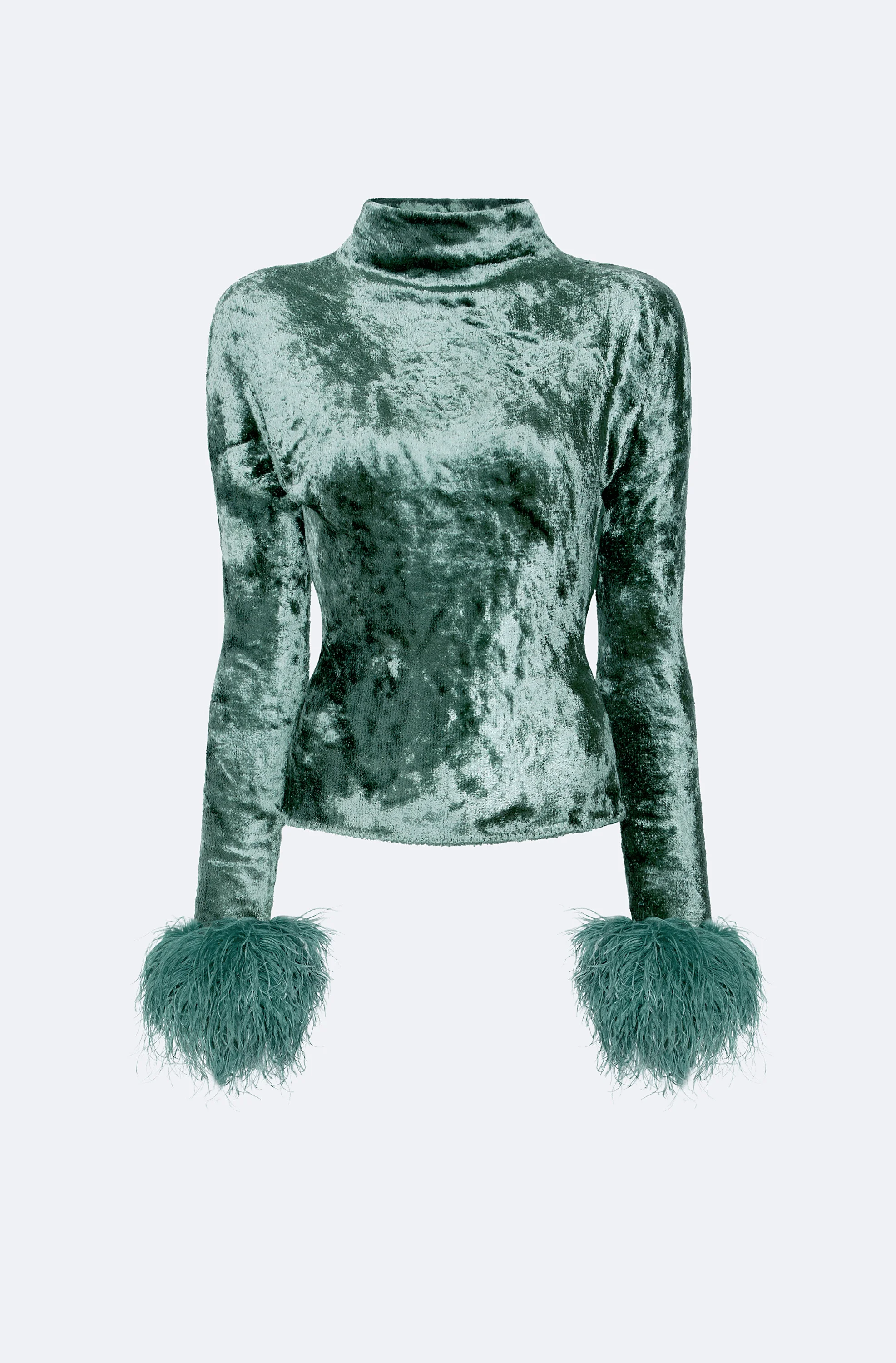 Velvet Dolman Top With Feathers - 1