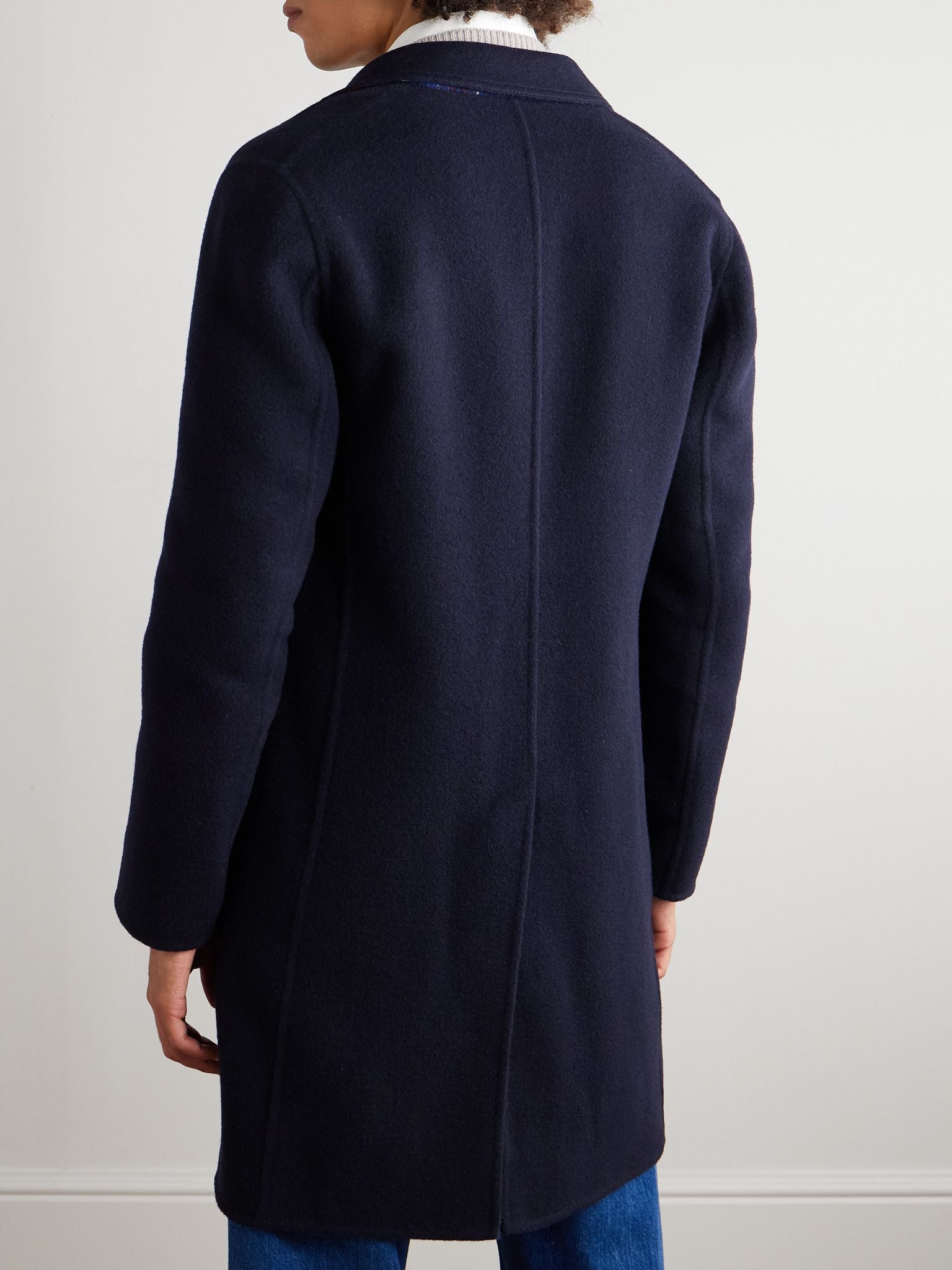 Reversible Wool-Blend Felt Coat Navy - 4