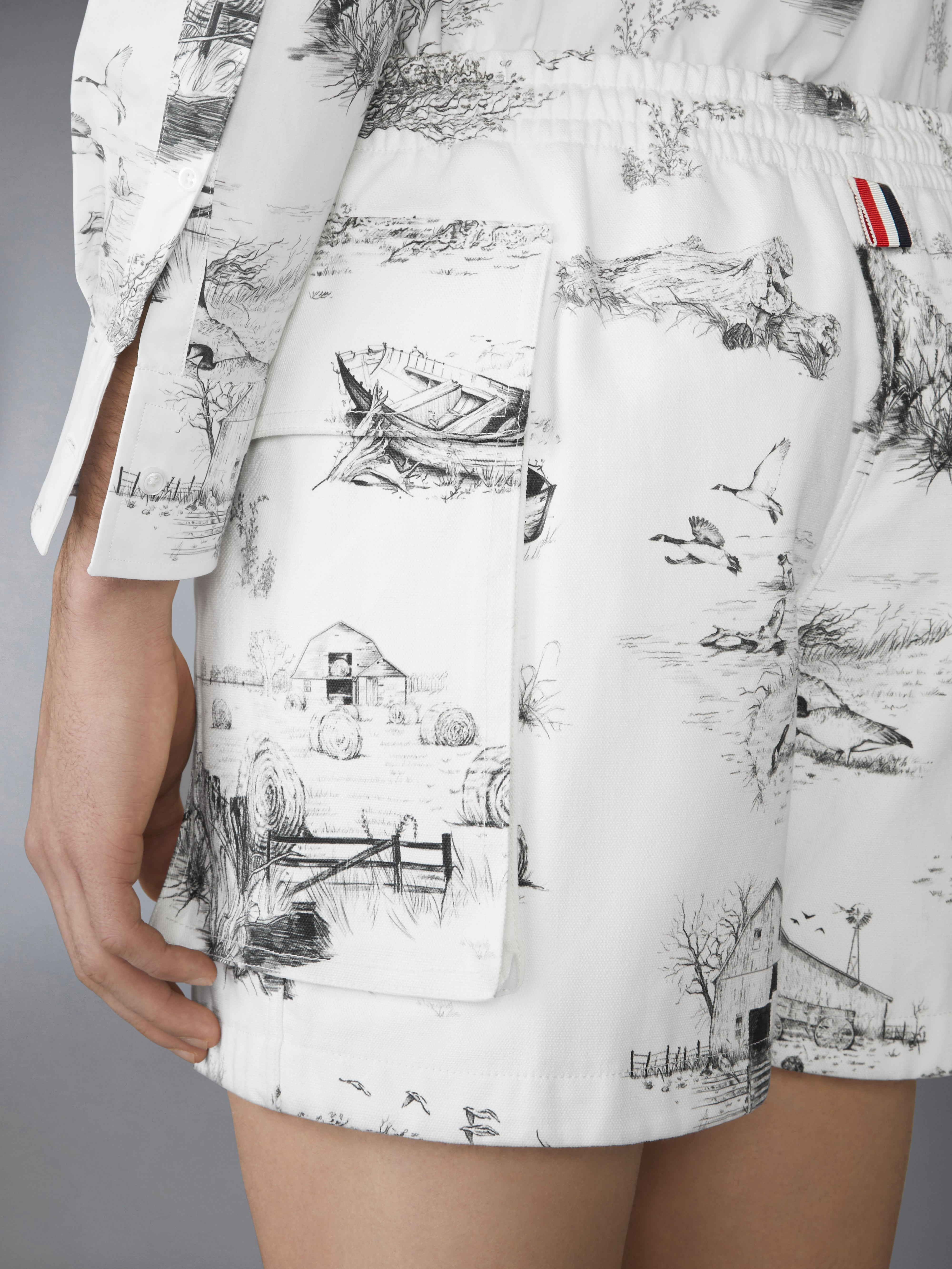 SCENIC TOILE COTTON CANVAS CARGO RUGBY SHORTS - 6