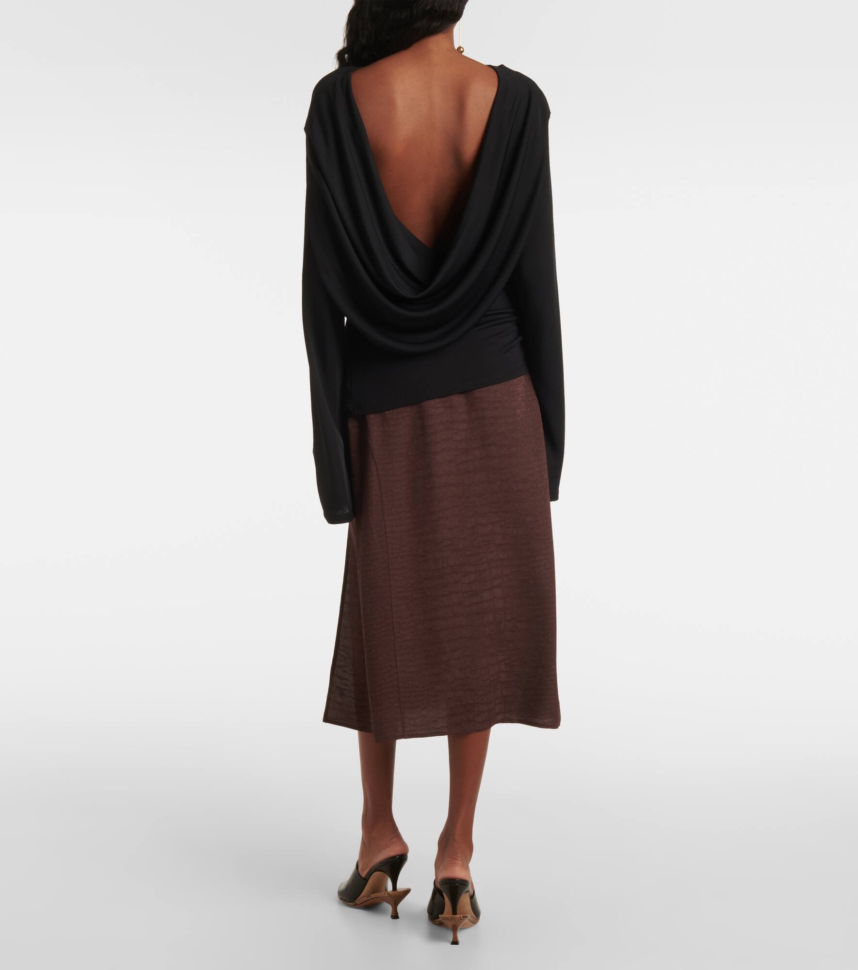 Croisière draped open-back crêpe jersey top - 3