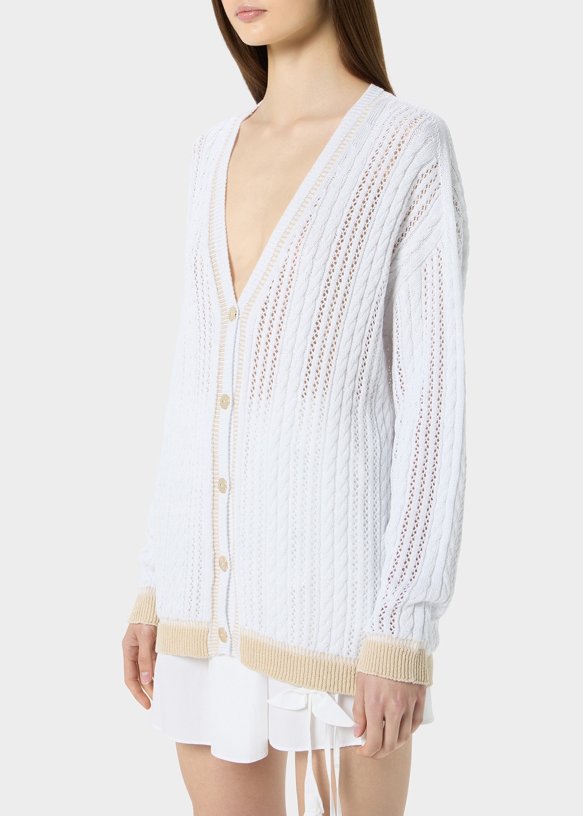 PERFORATED KNIT CARDIGAN - 5