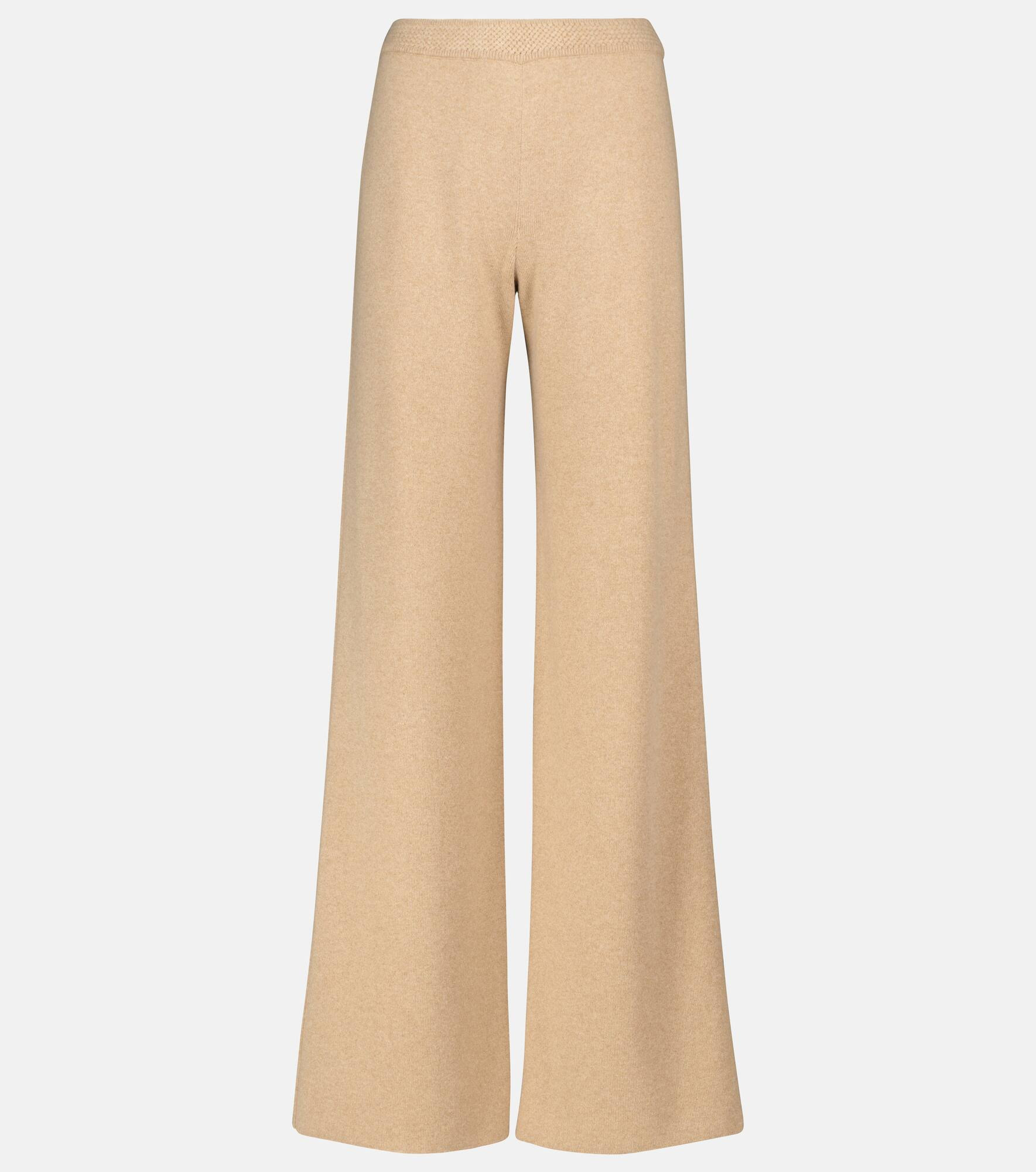 Lexington wide-leg cashmere knit pants - 1