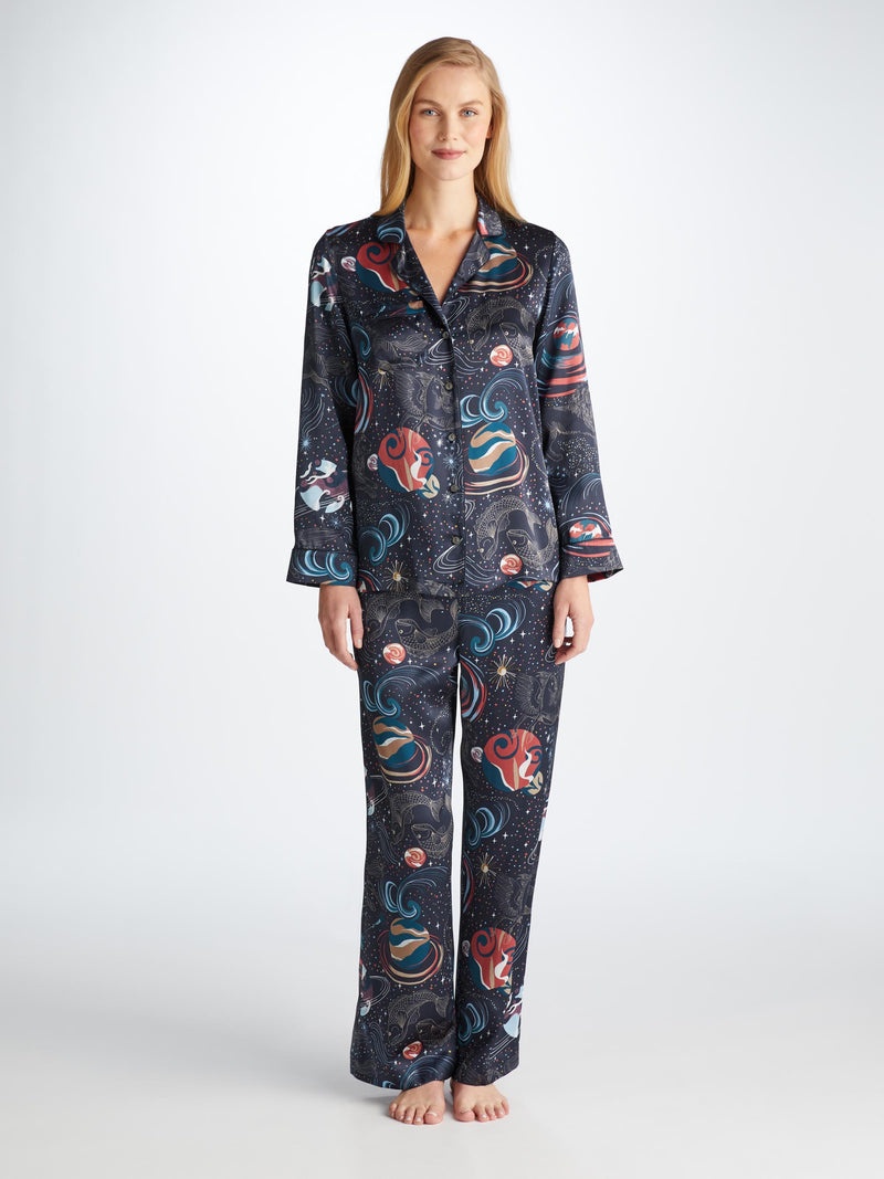 Women's Pajamas Brindisi 105 Silk Satin Navy - 3