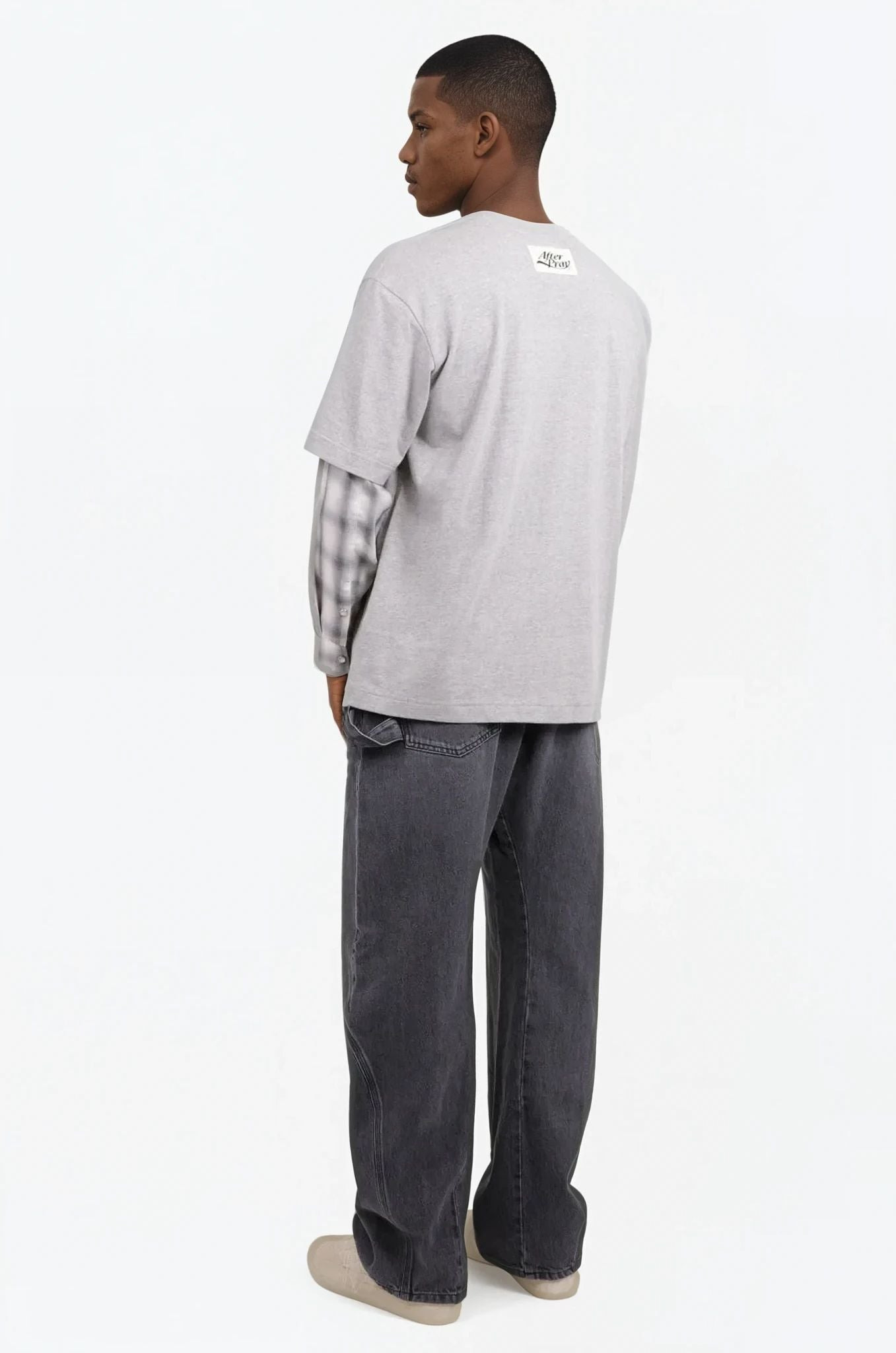 LAYER L/S SHIRT SLEEVE T-SHIRT | GREY/CHECK - 3
