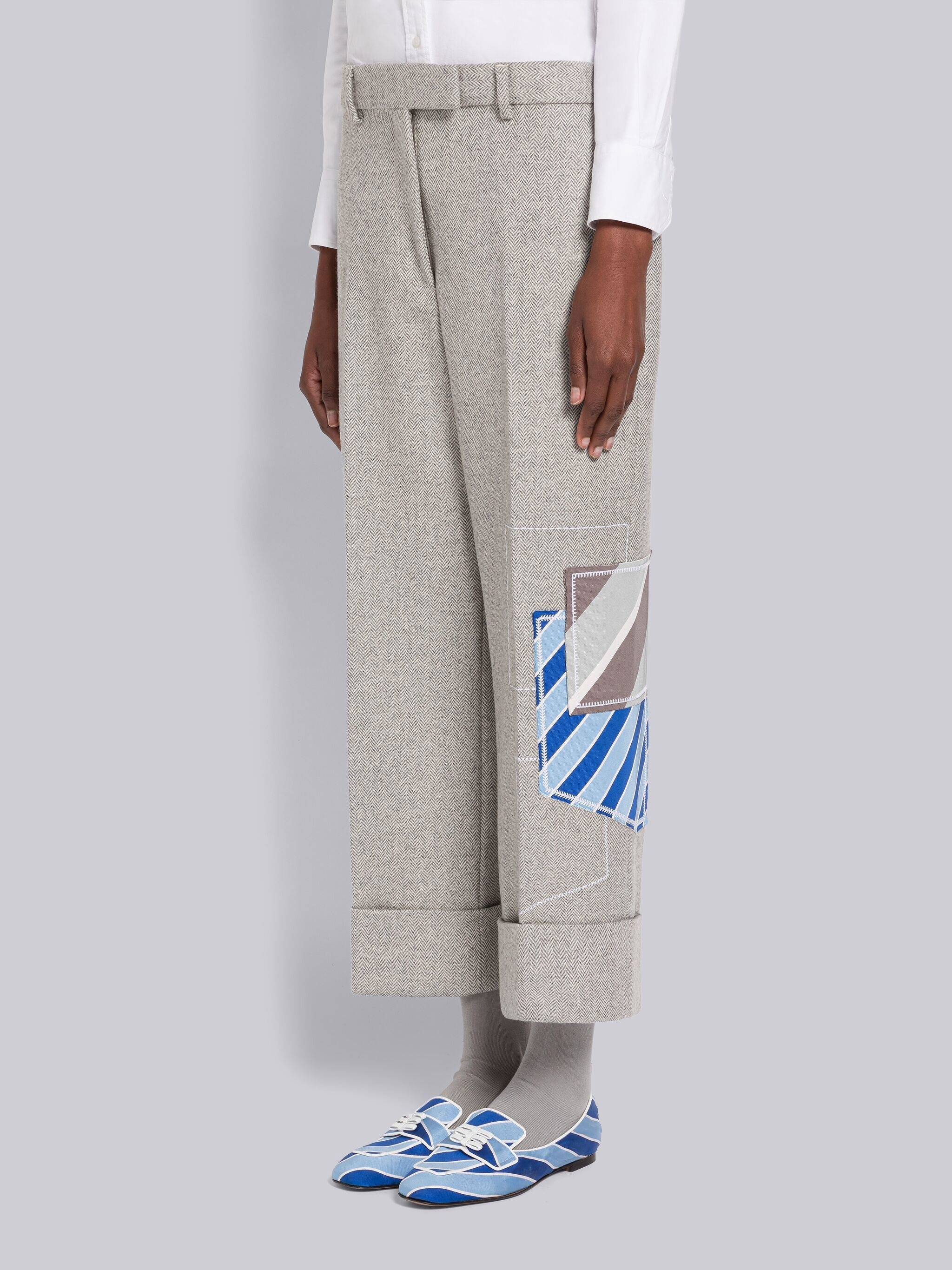 Herringbone Lambswool Sack Trouser - 2