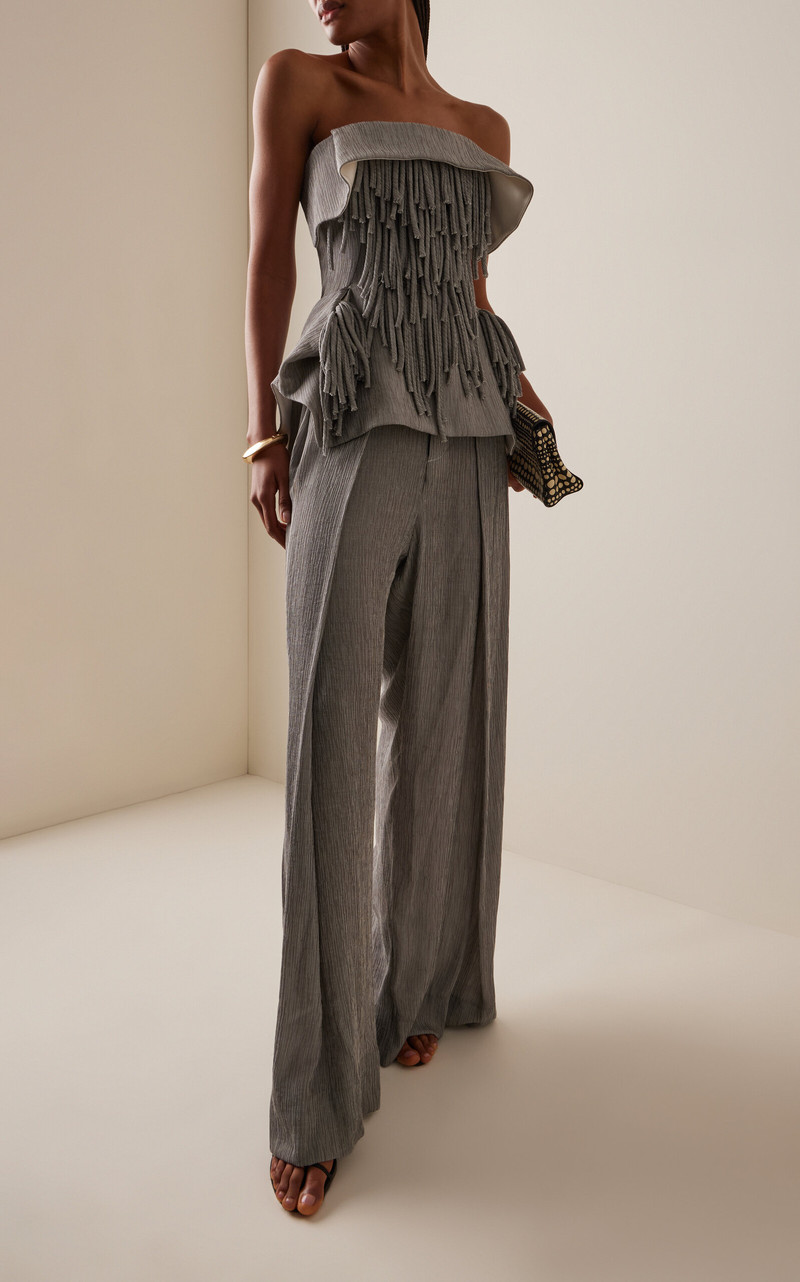 MATICEVSKI Hello Sailor Crinkle Crepe Wide-Leg Pants plaid outlook