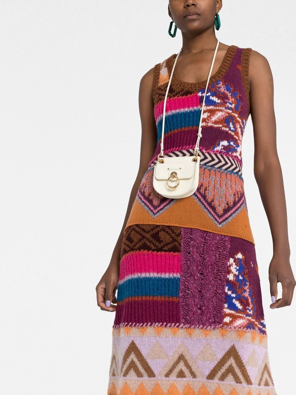 intarsia knit long dress - 5