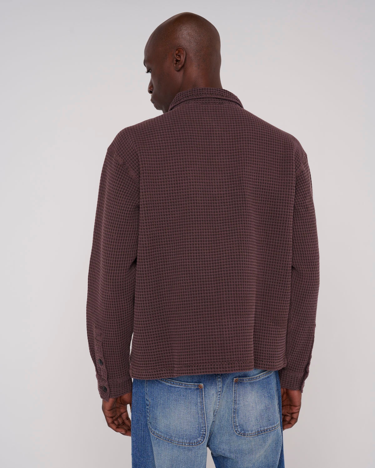Waffle Button Front Shirt - Chocolate - 5