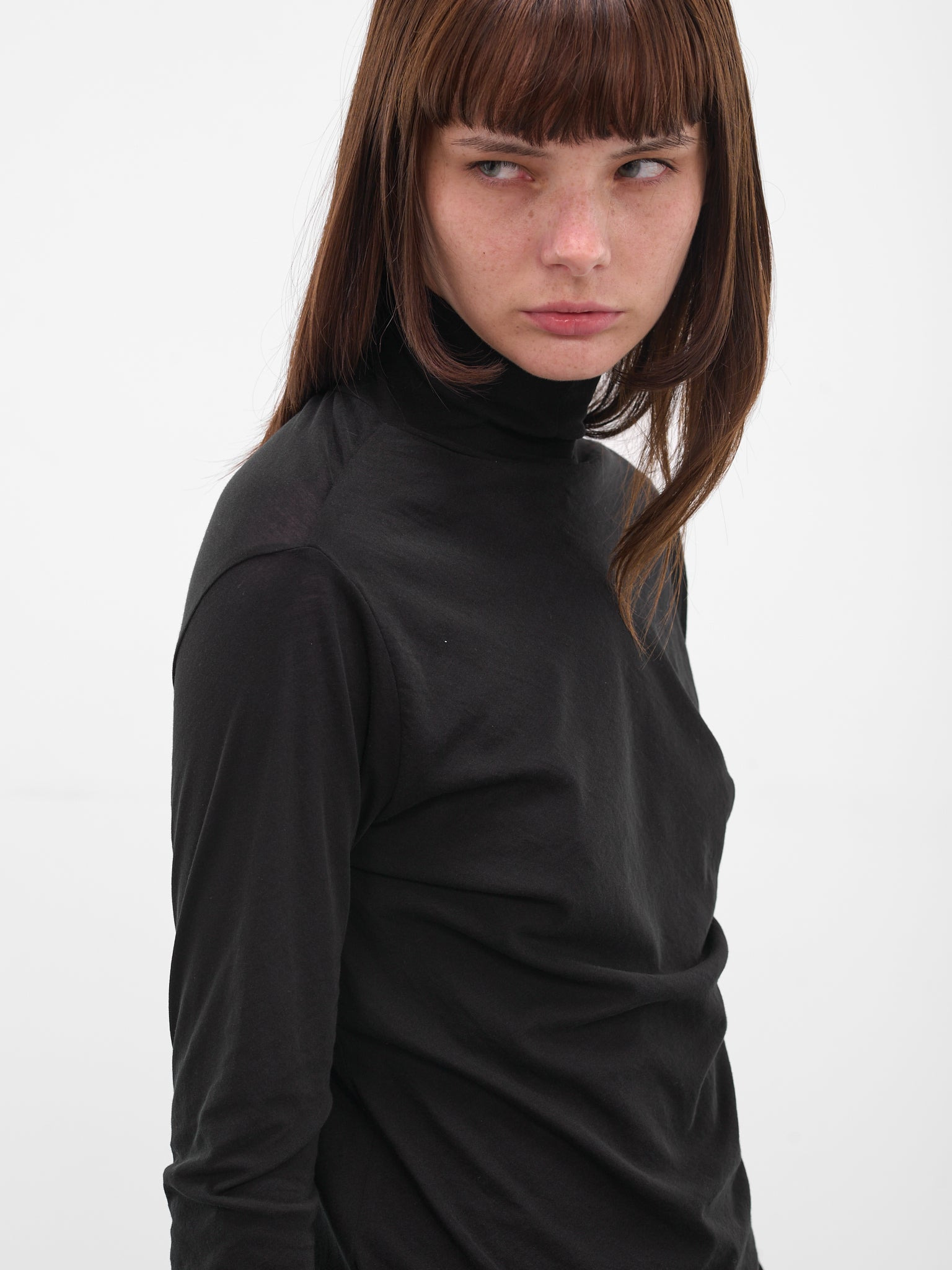 Black Cotton Jersey Turtleneck - 4