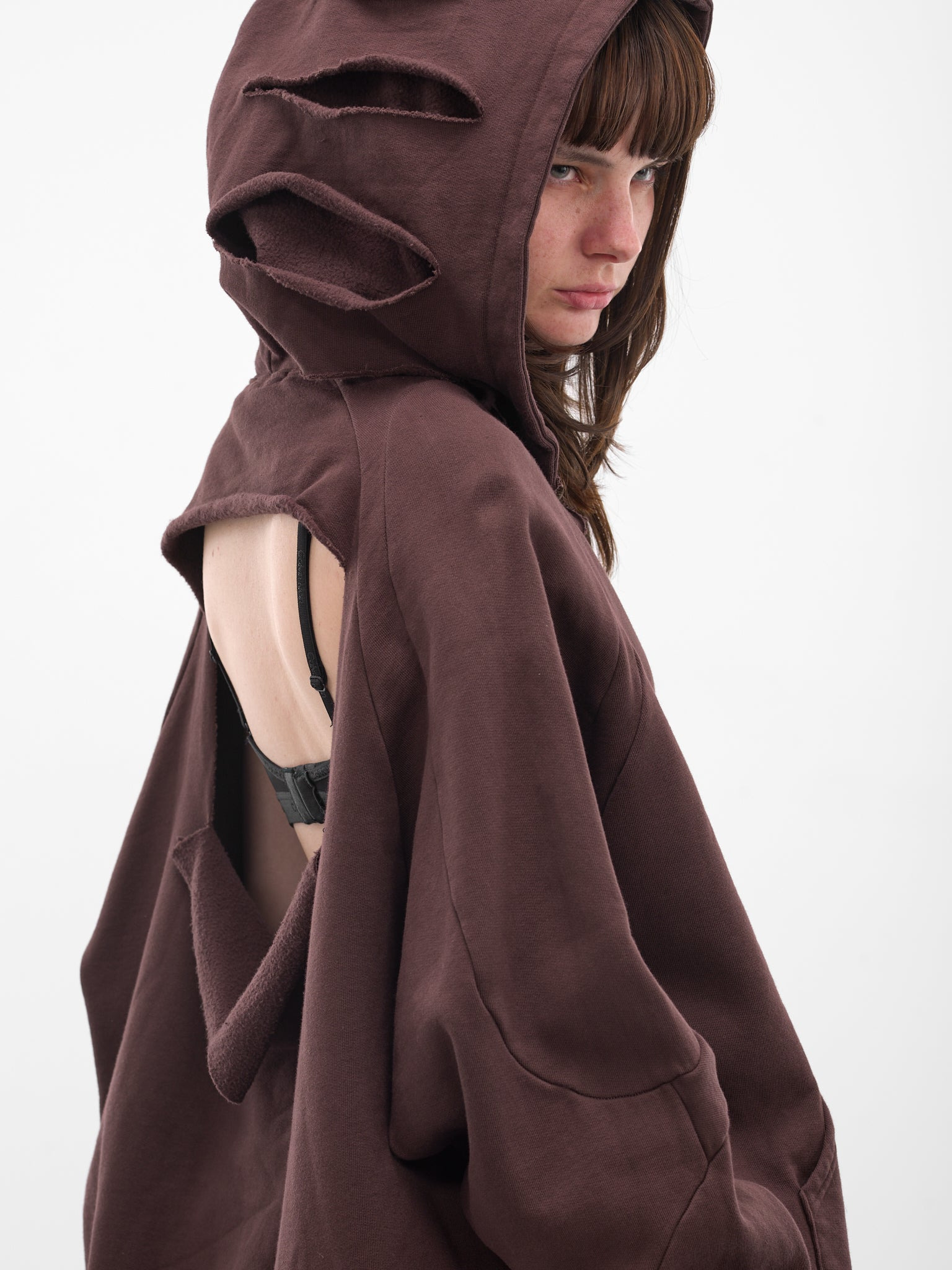 Brown Deconstructed Oversized Hoodie - 5