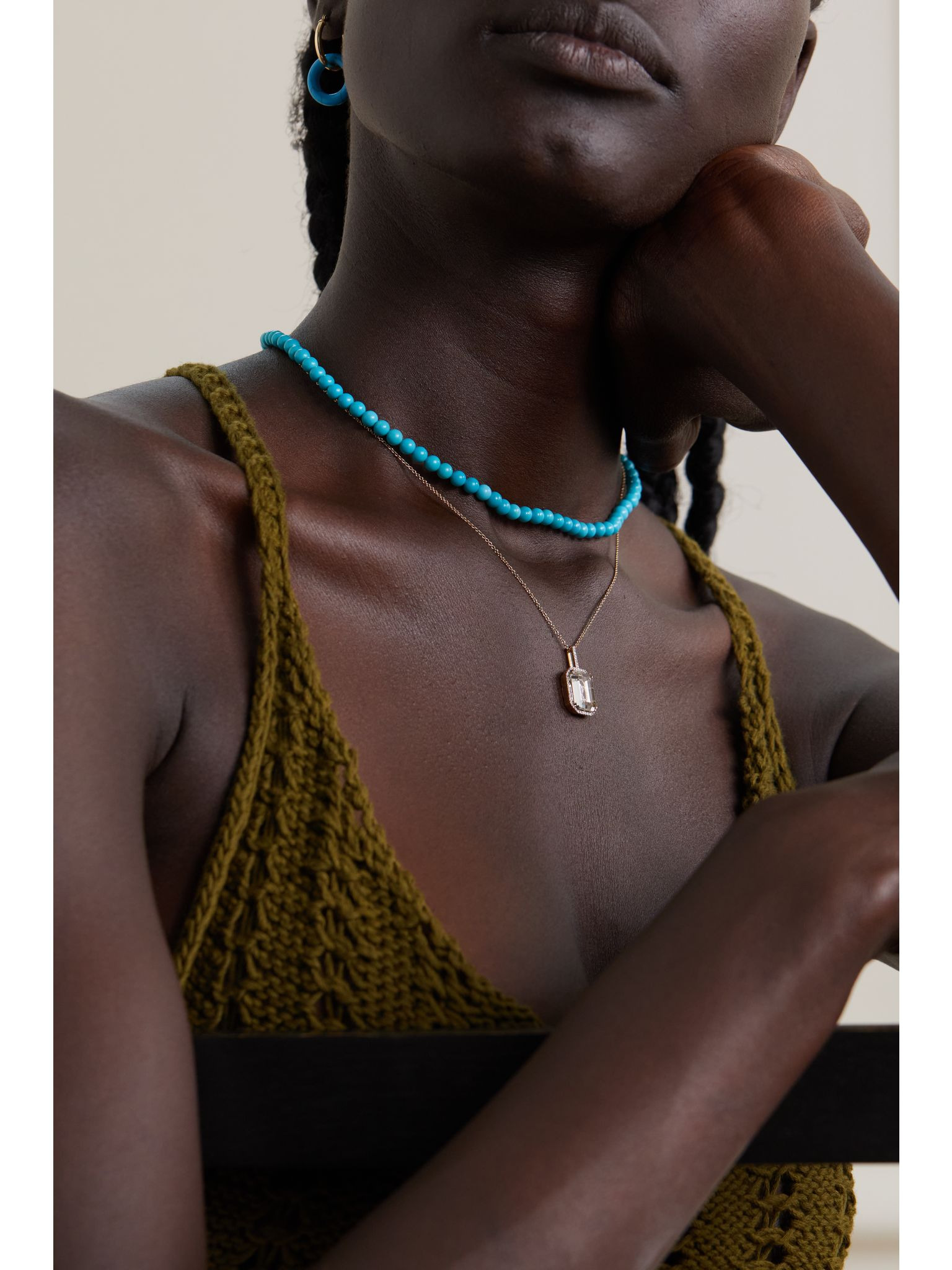 14-karat gold turquoise necklace Gold - 4