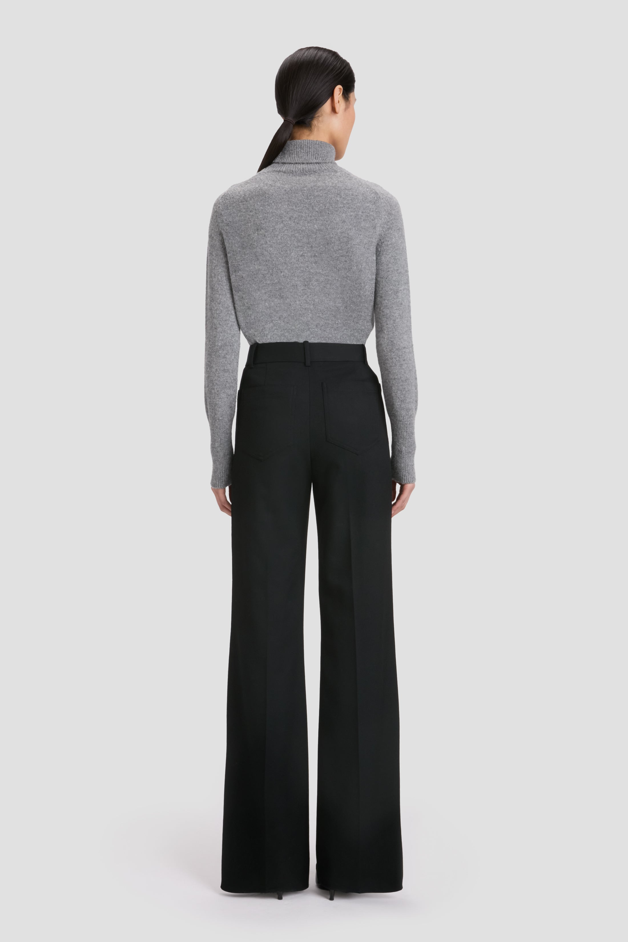 Polo Neck Jumper In Grey Melange - 4
