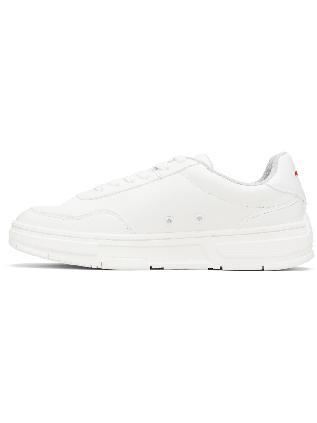 White Faux-Leather Zigzag Detailing Sneakers - 3
