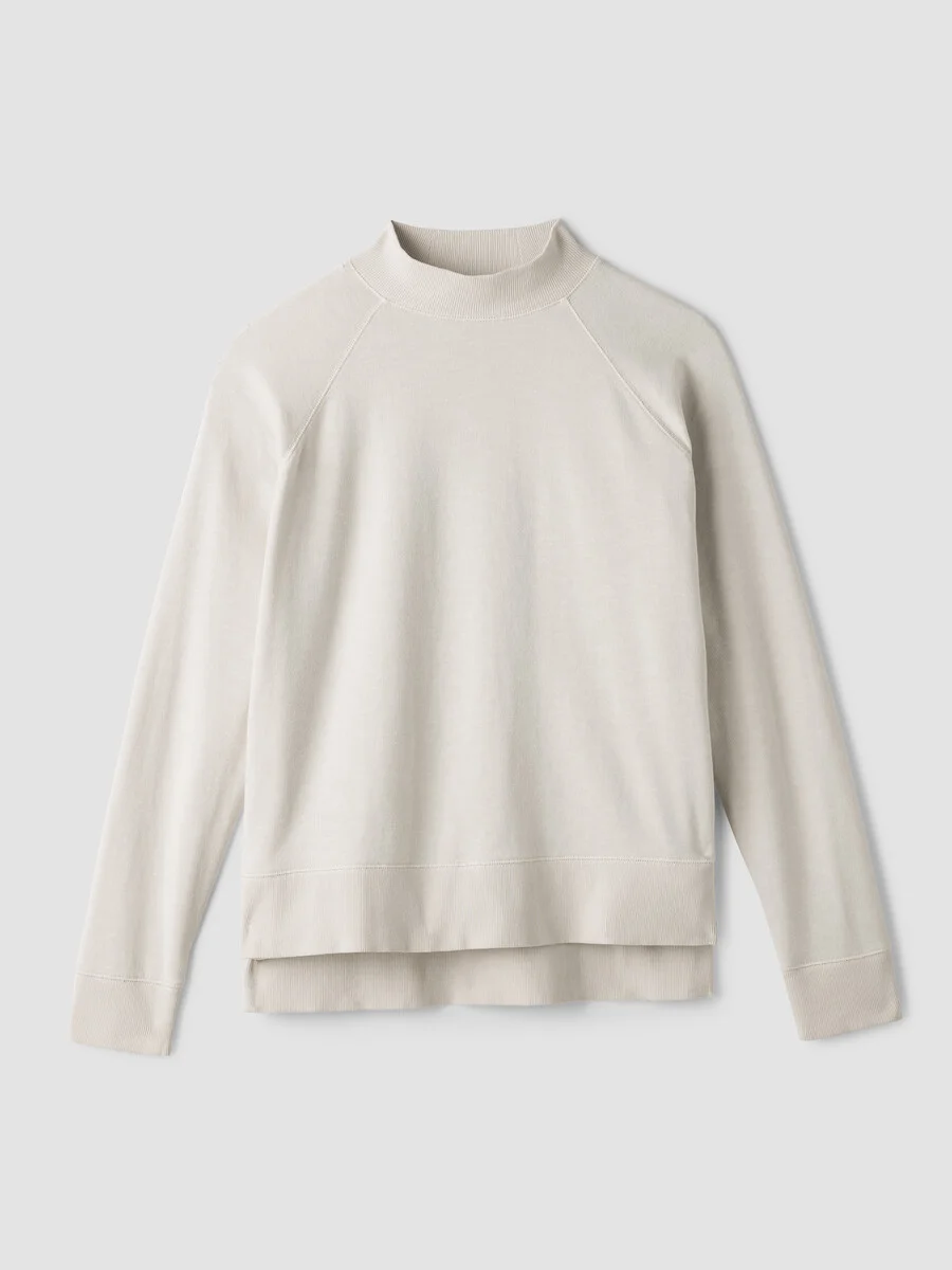 Garment-Dyed Organic Cotton Terry High Neck Top - 1