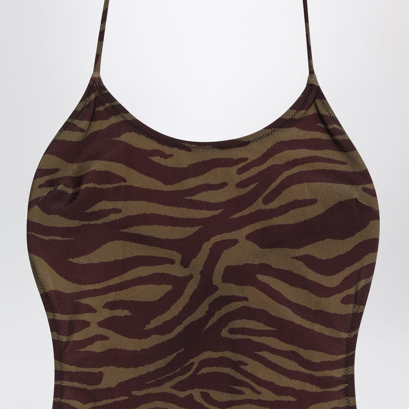 The Attico Zebra One-Piece Swimsuit In Khaki/Brown Women - 2