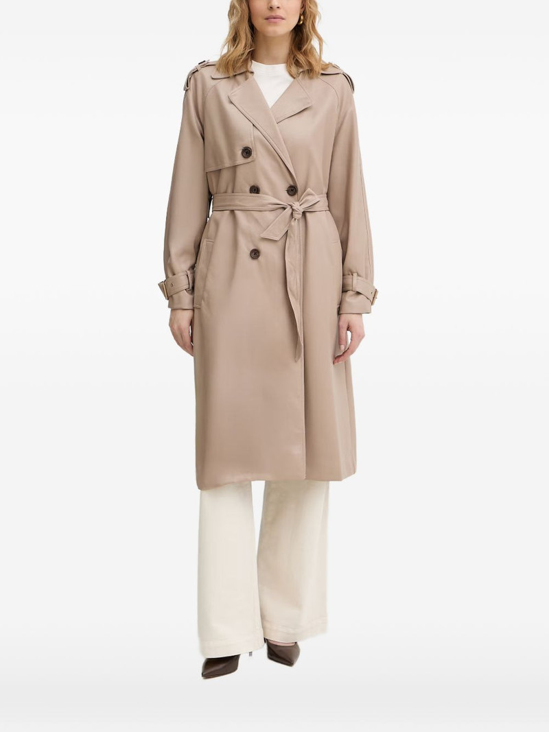 double-breasted belted trench coat 1