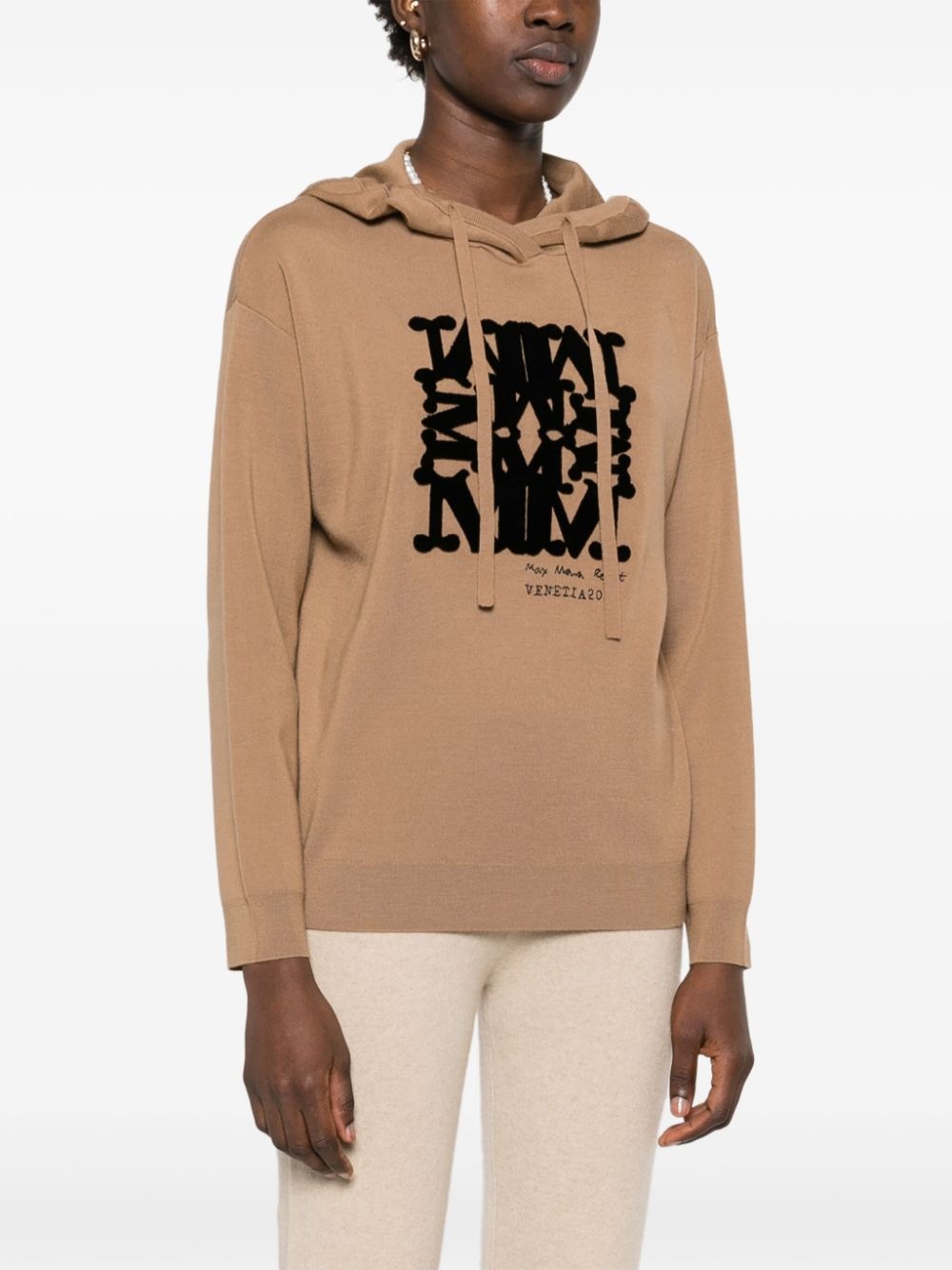 flocked-logo hoodie - 3