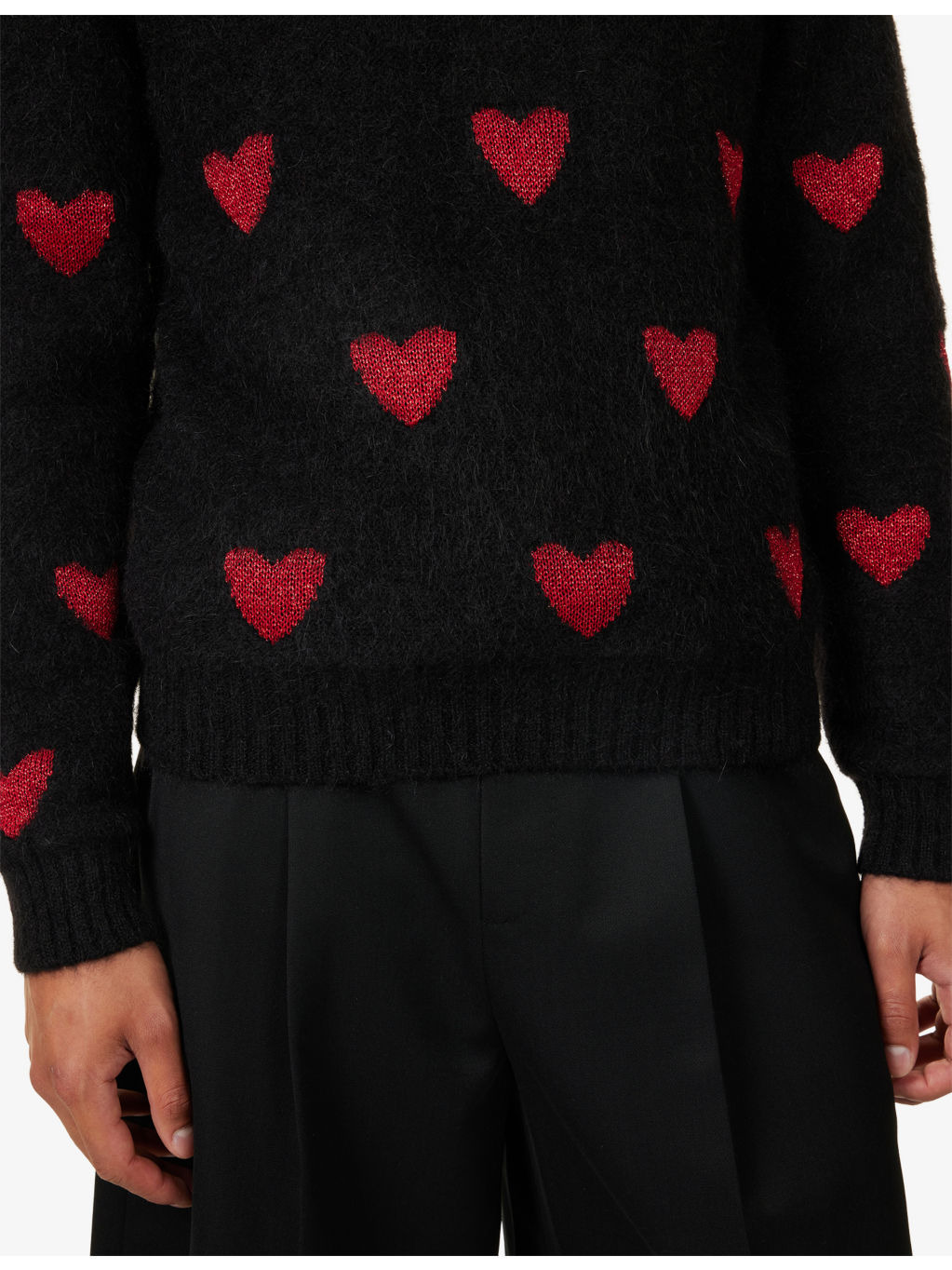 Heart-Print Crewneck Knitted Jumper - 5