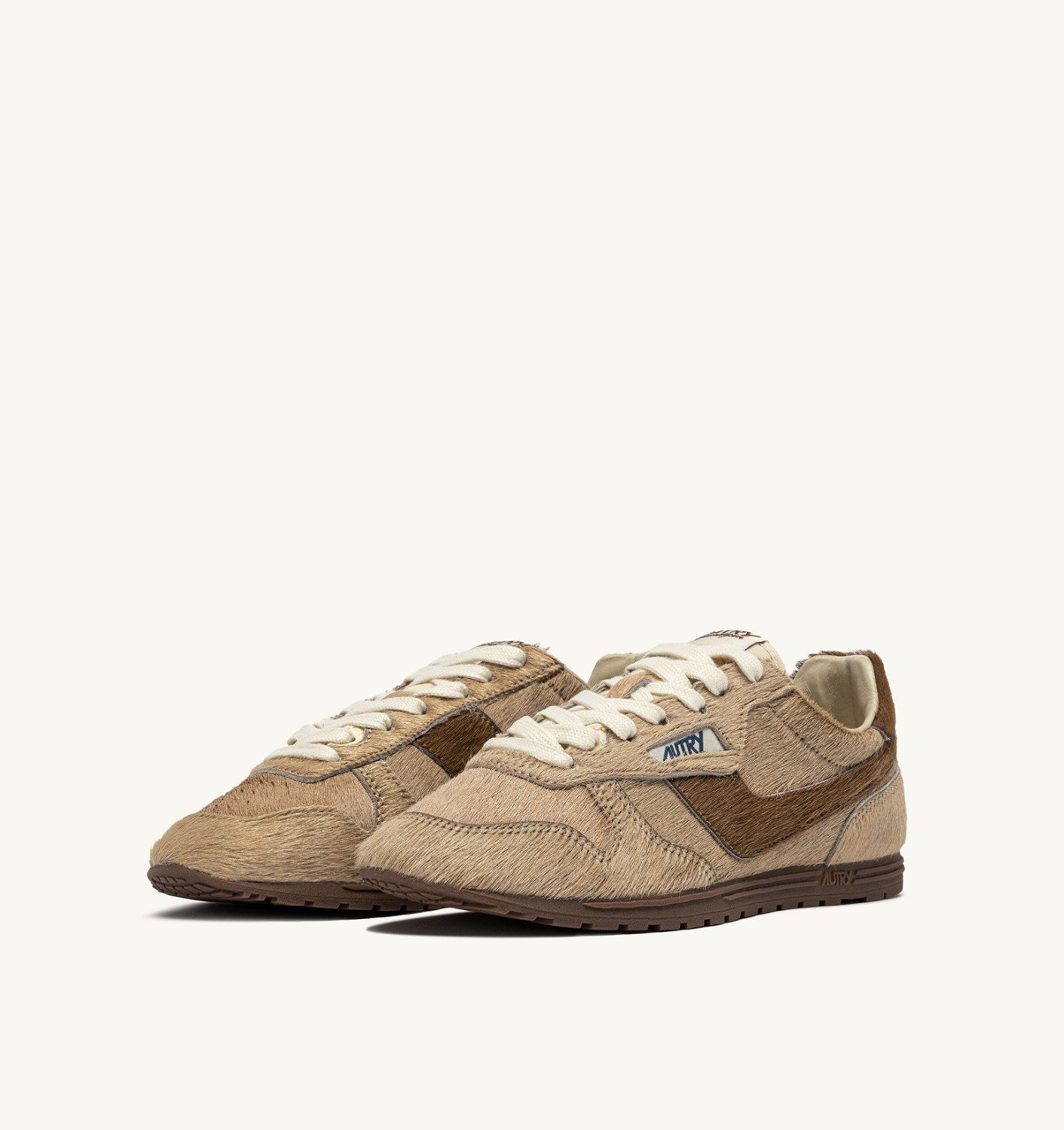 WINDSPIN SNEAKERS IN BEIGE AND BROWN PONY HAIR EFFECT - 2