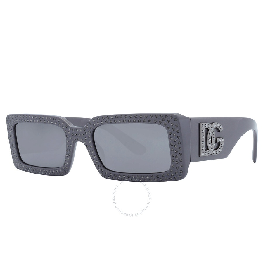 Dolce and Gabbana Grey Mirrored Black Rectangular Ladies Sunglasses DG4447B 30906G 53 - 3